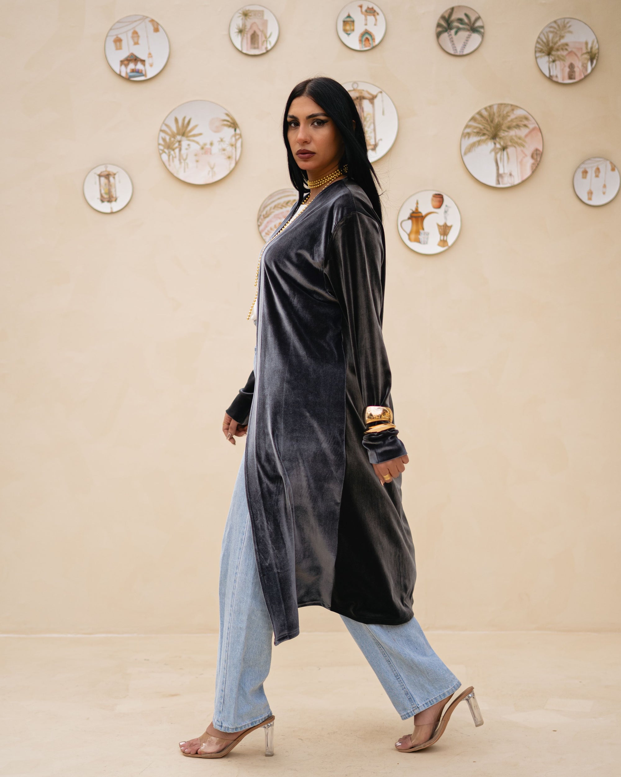 Iron Grey Velvet Cardigan