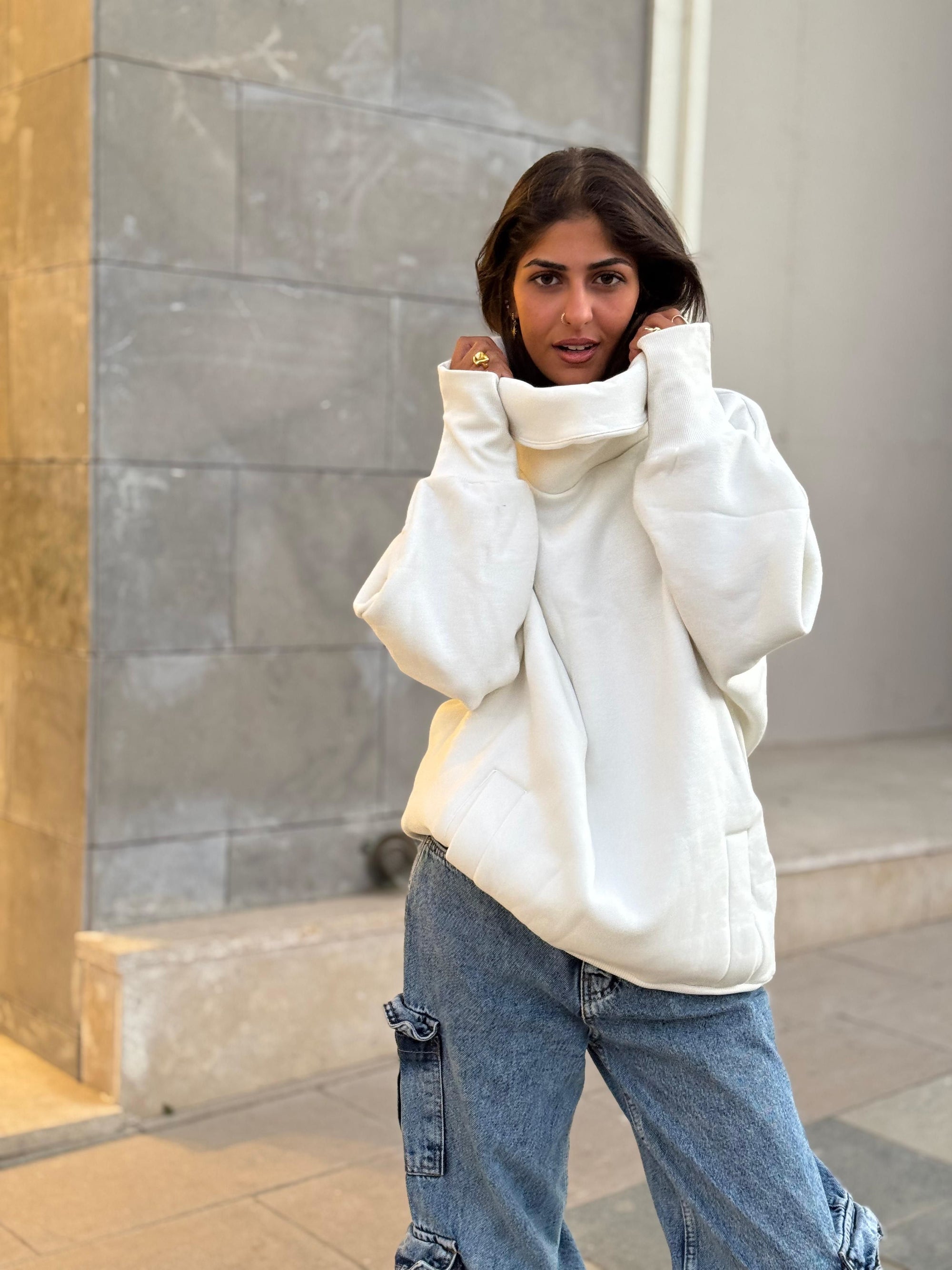 Ocean Blue High Collar sweatshirt