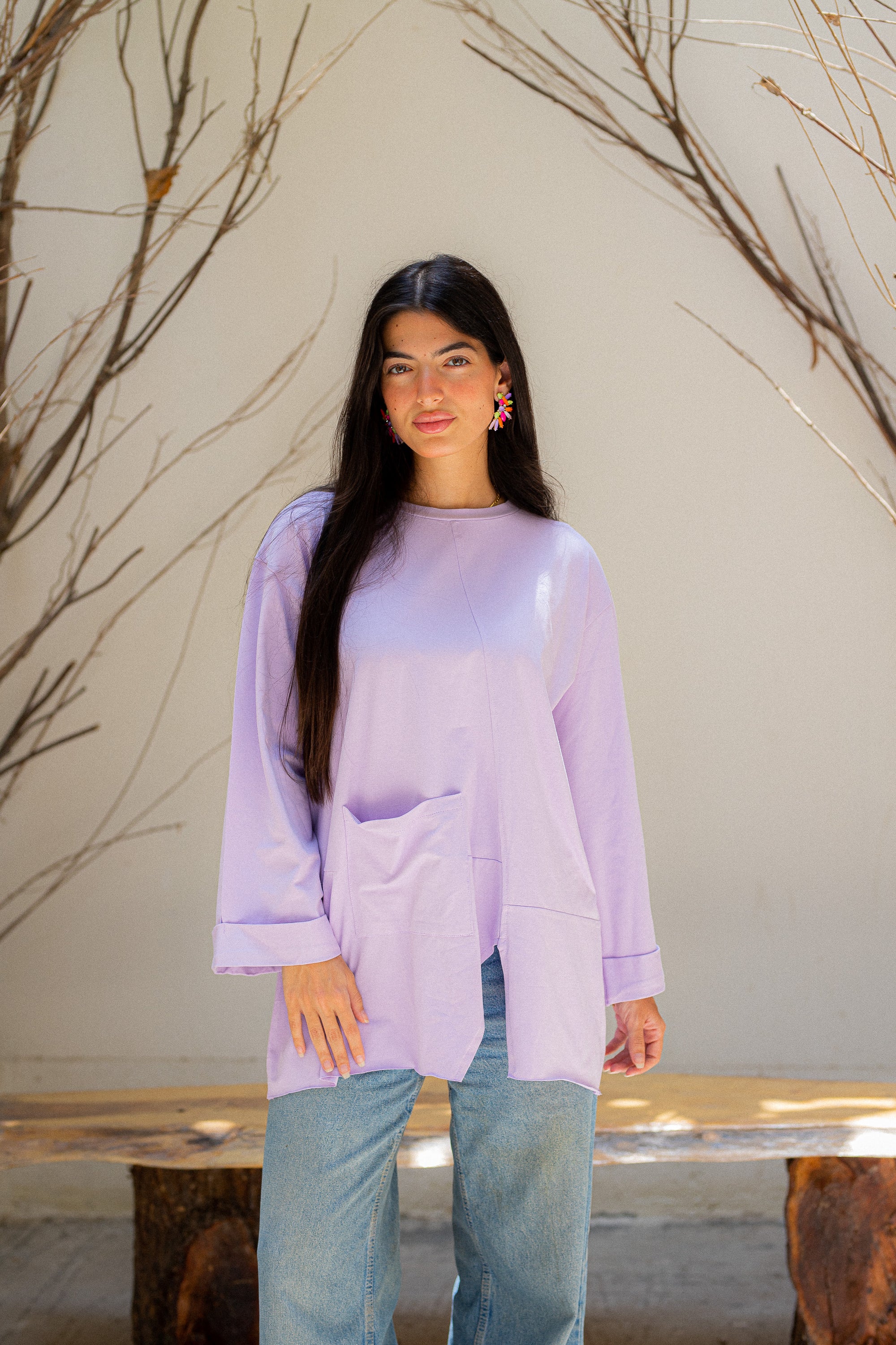 light Purple Front pocket T-shirt