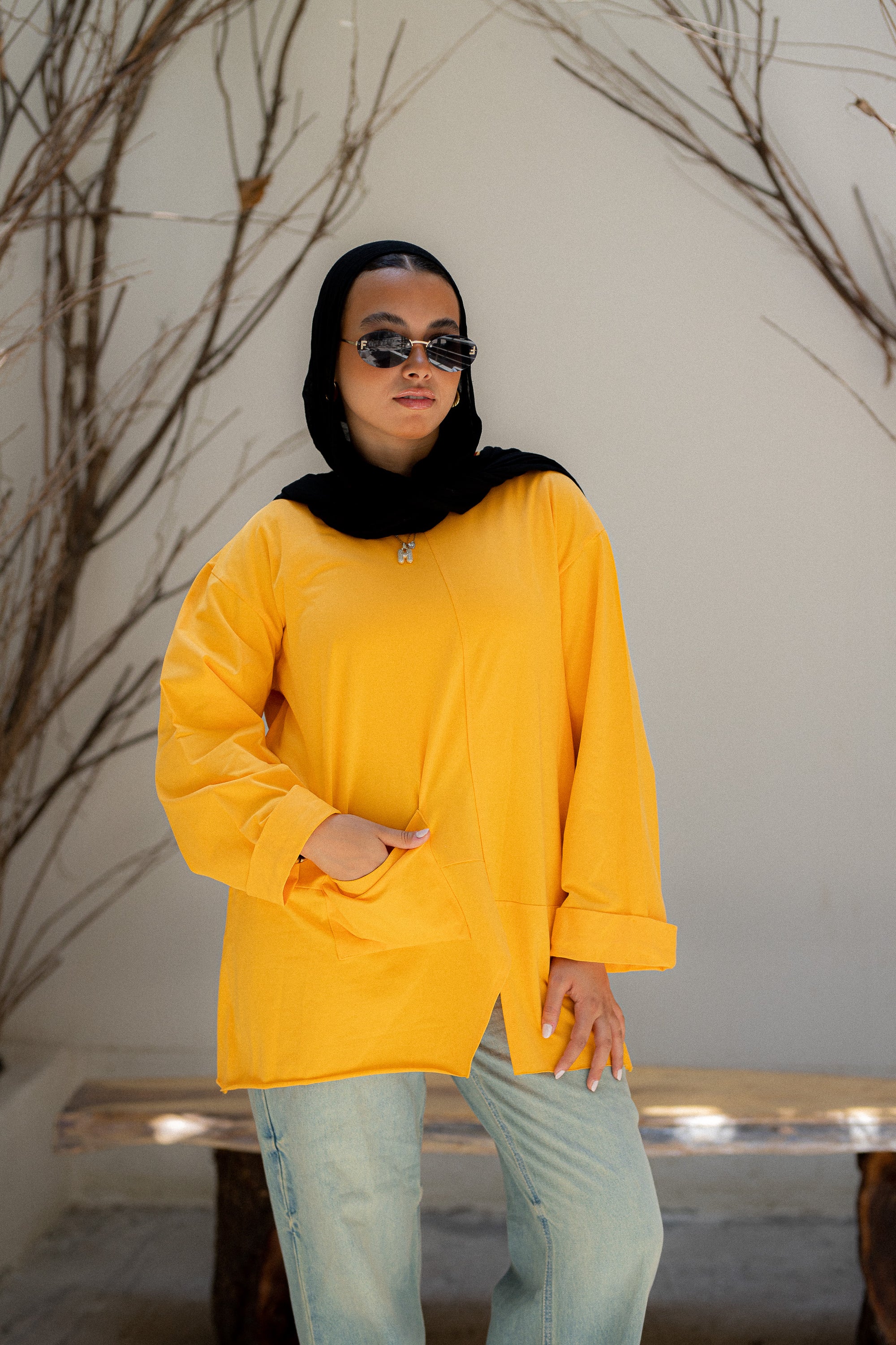 Mango Yellow Front pocket T-shirt