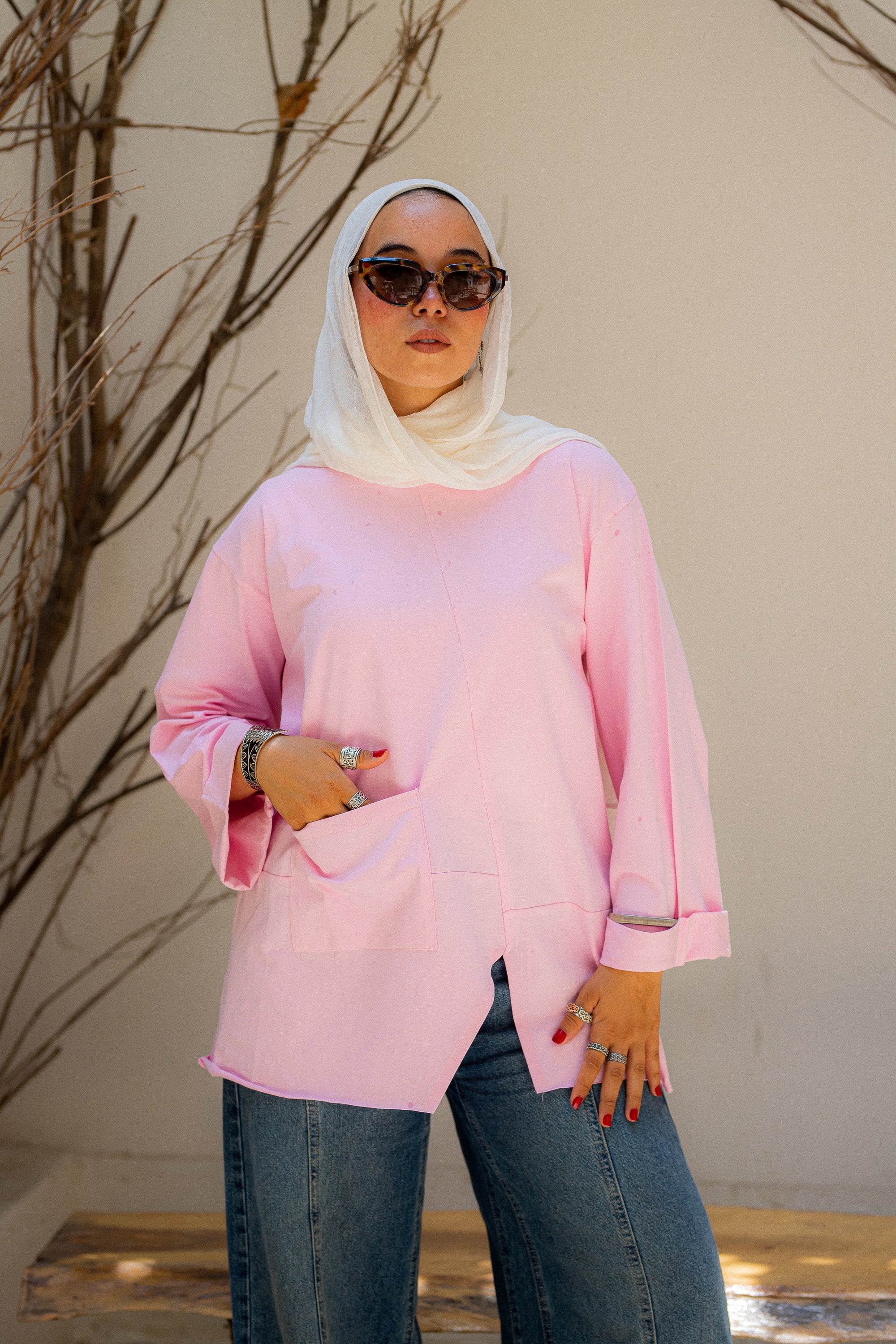 Pink Front pocket T-shirt