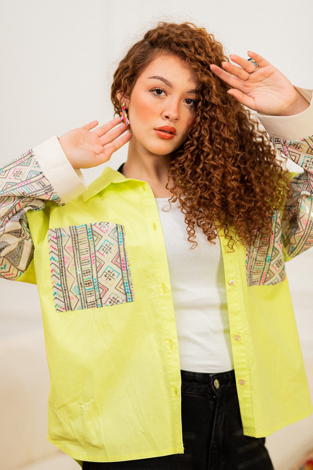 Zigzag poplin shirt