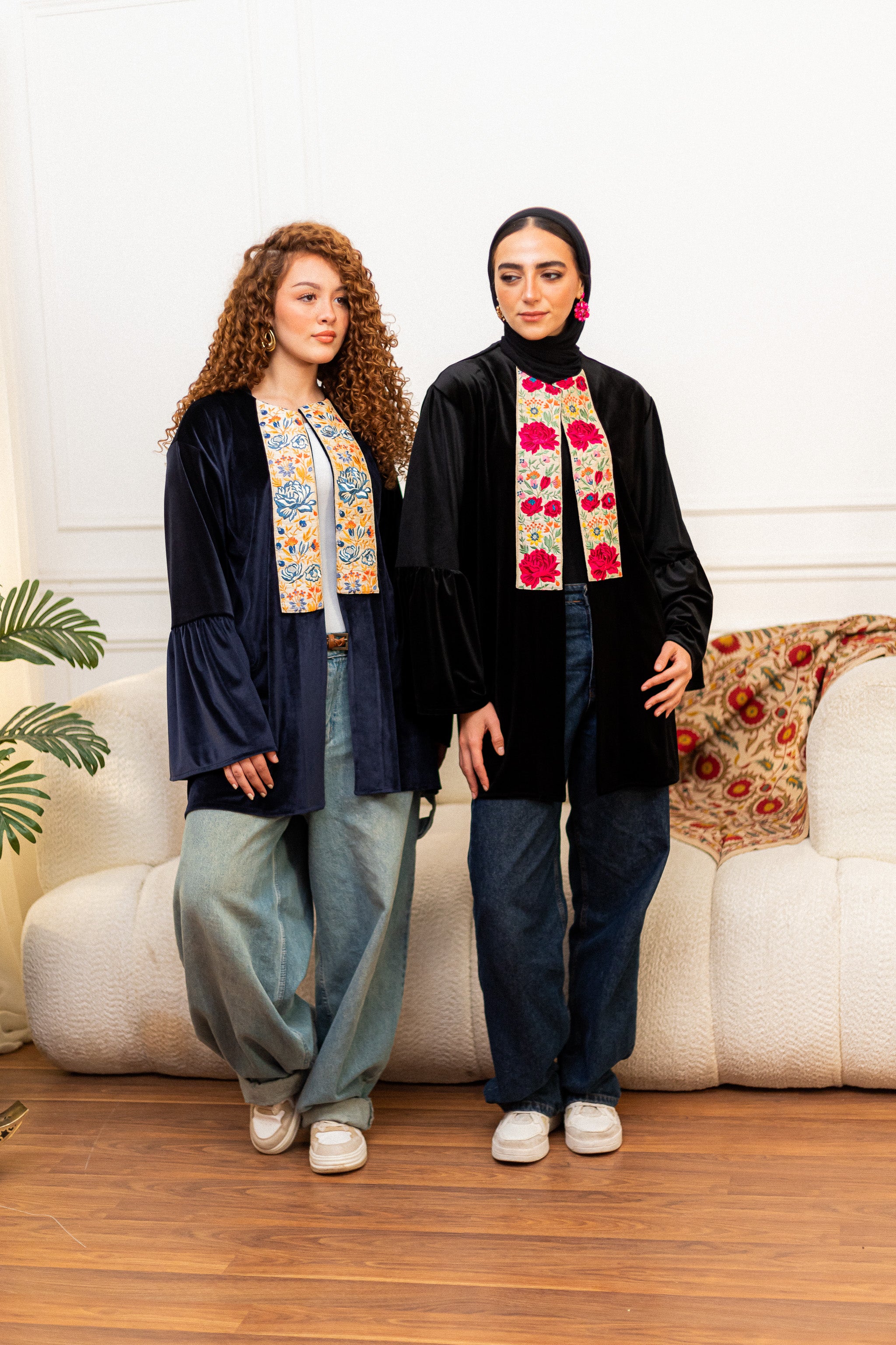 Blue roses Navy kaftan