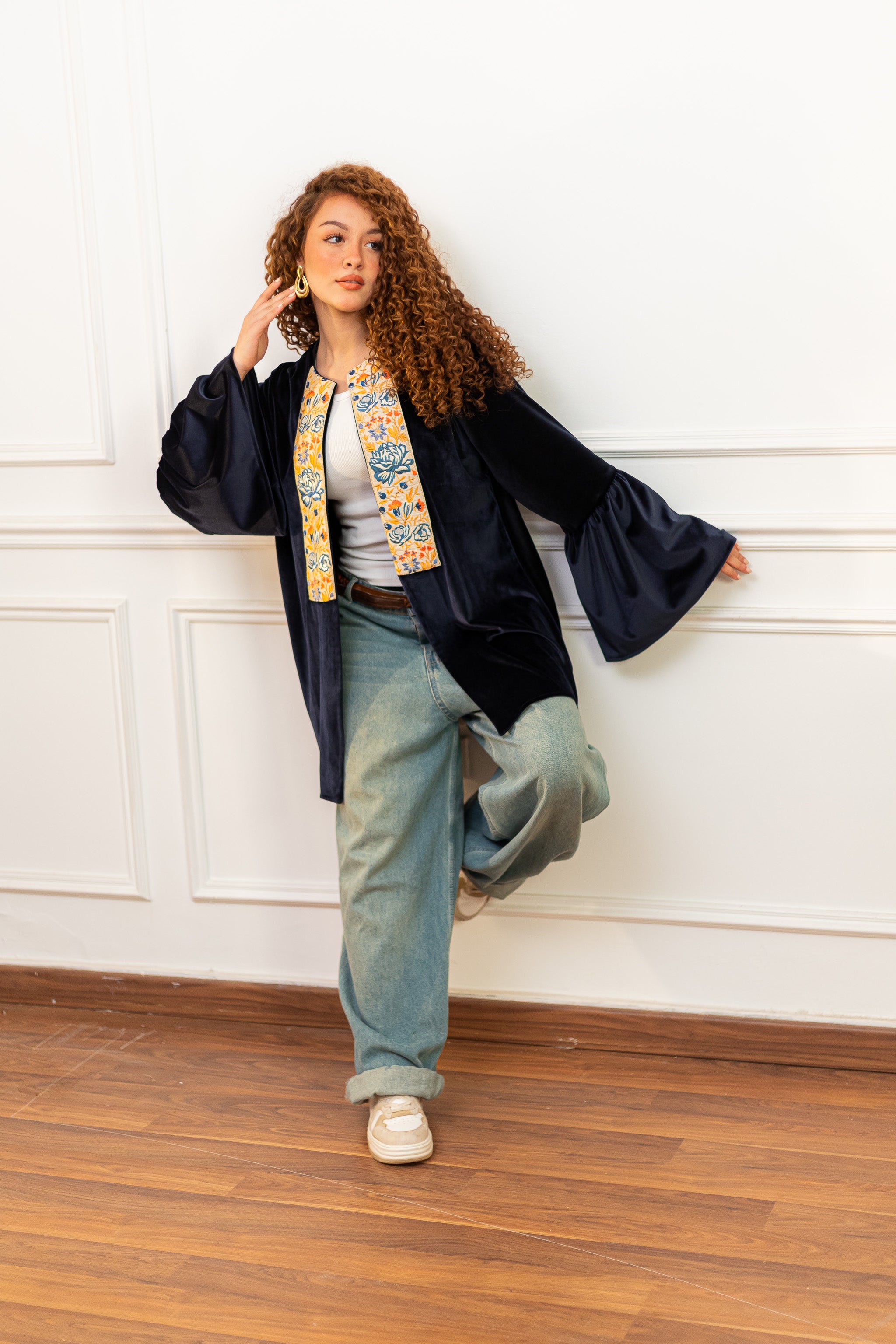 Blue roses Navy kaftan