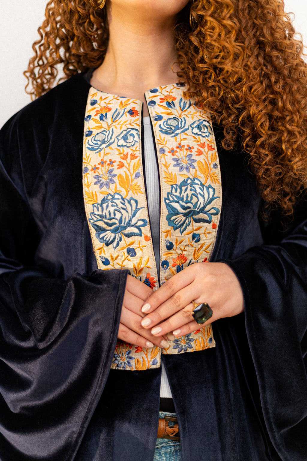 Blue roses Navy kaftan