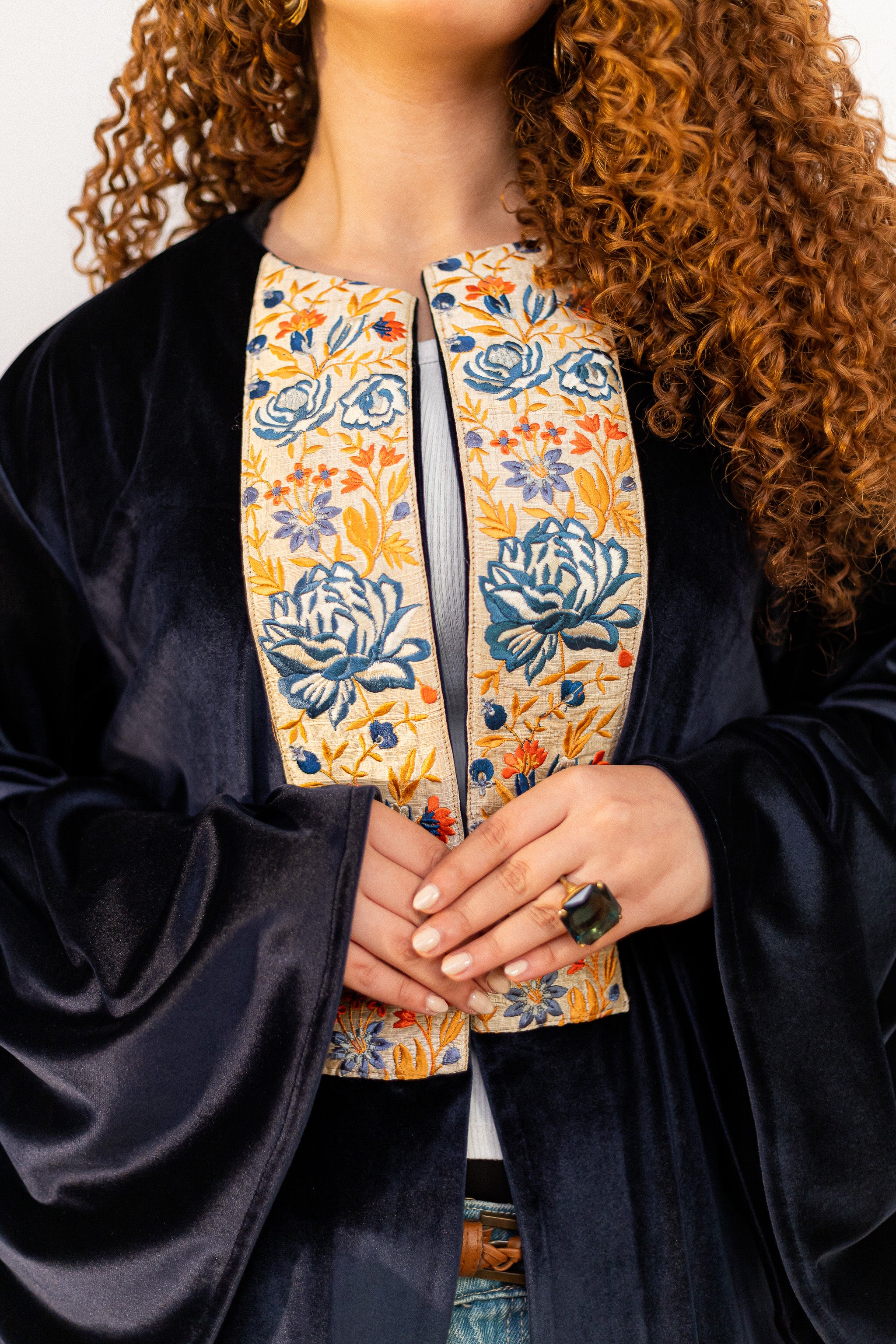 Blue roses Navy kaftan