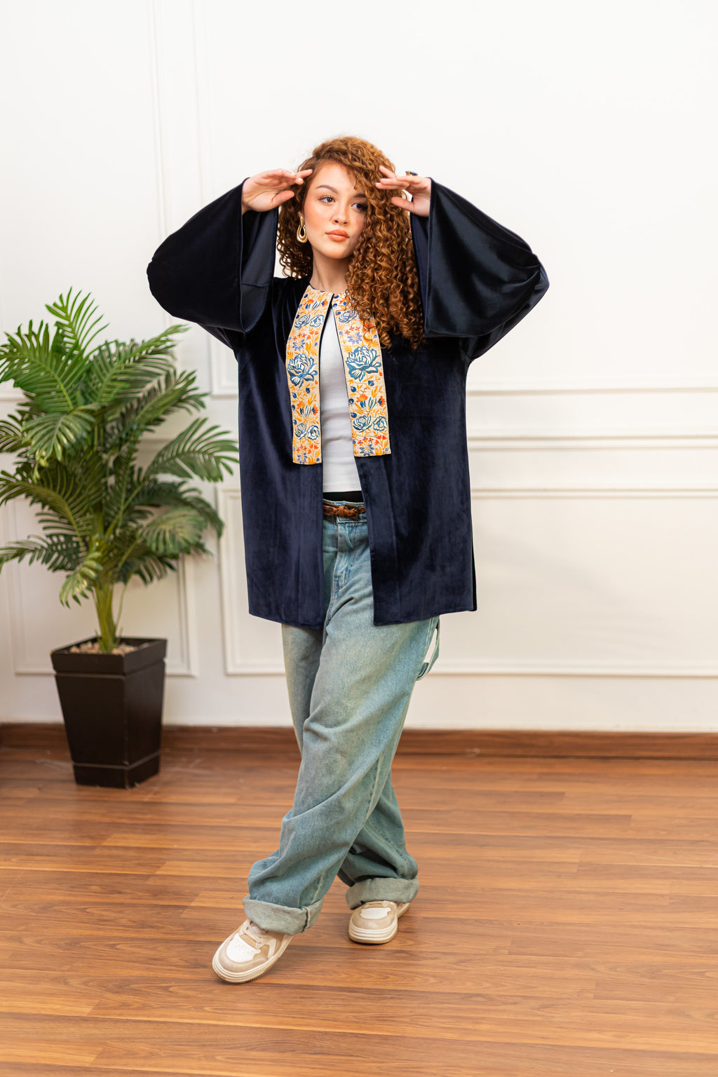 Blue roses Navy kaftan