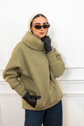 Khaki High Collar sweatshirt
