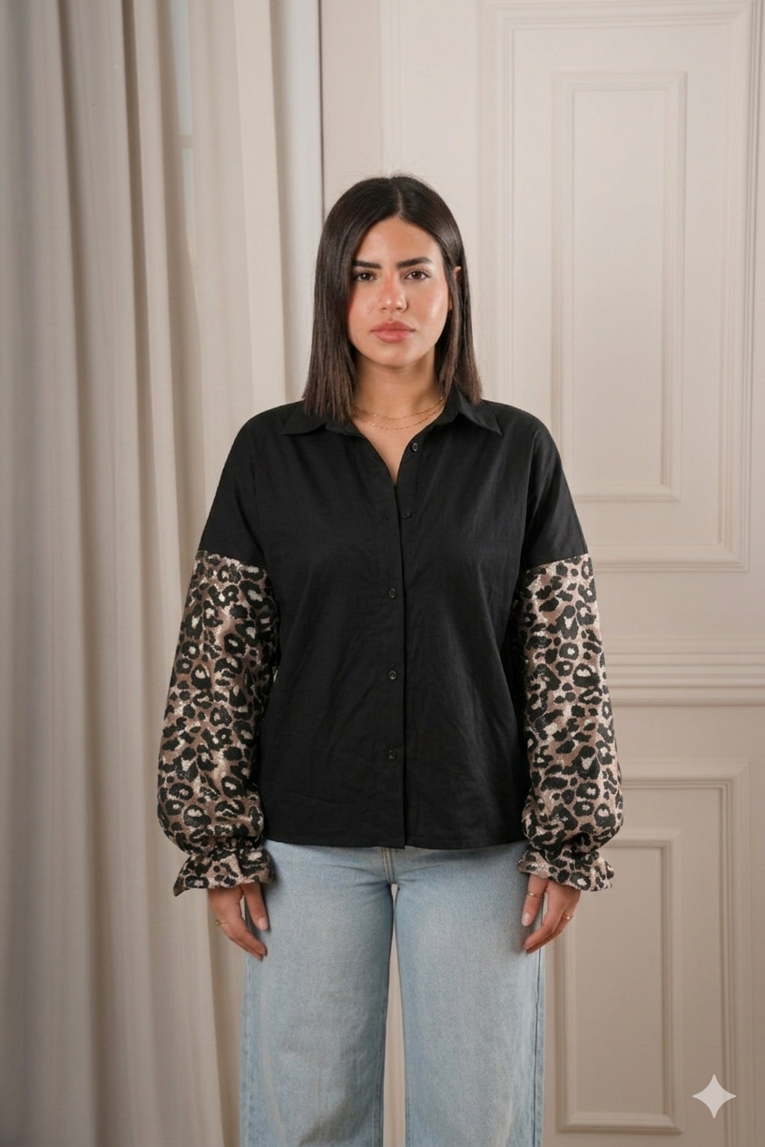 Leopard sleeves shirt