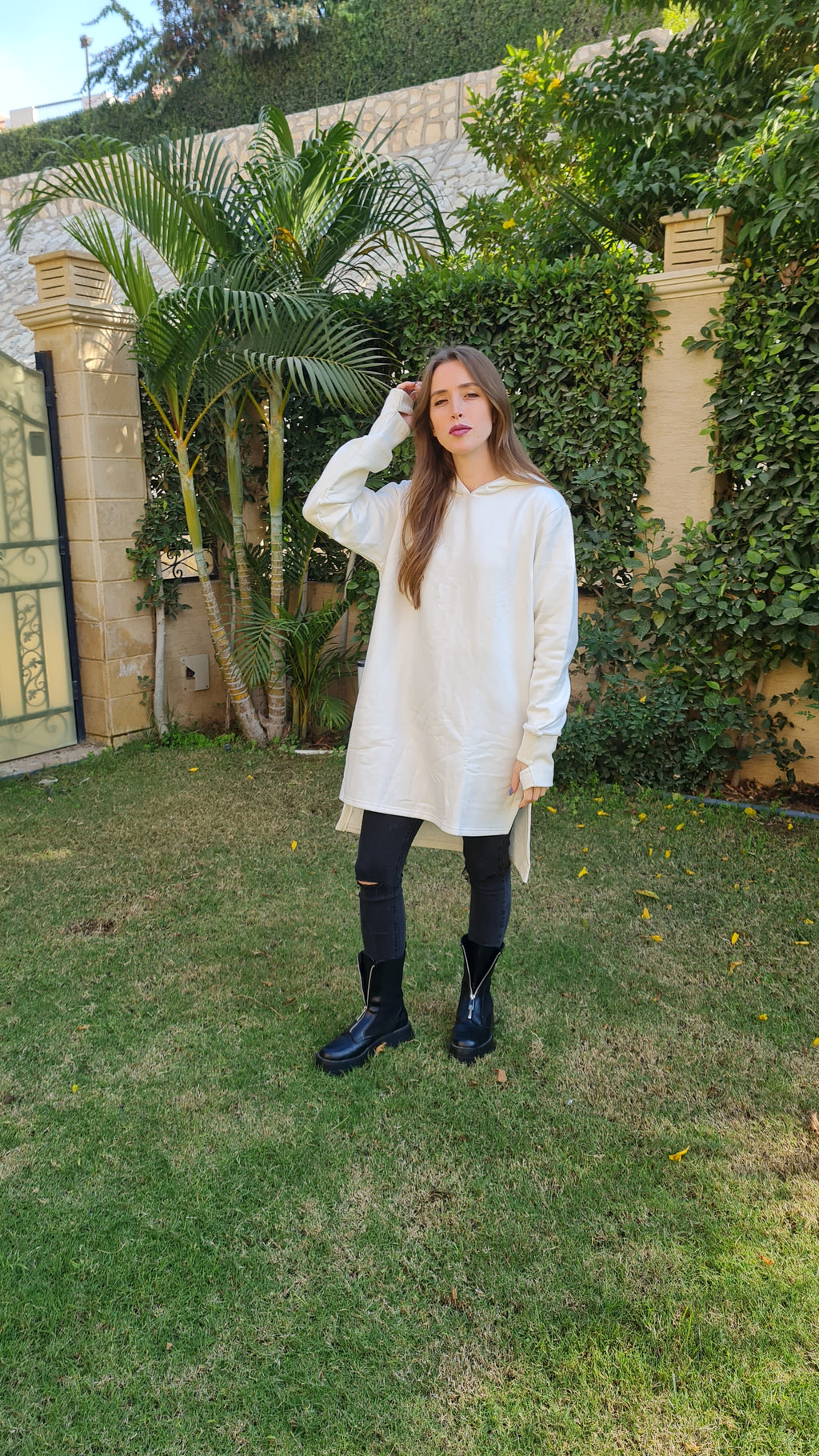 Off-white midi Hoodie dress