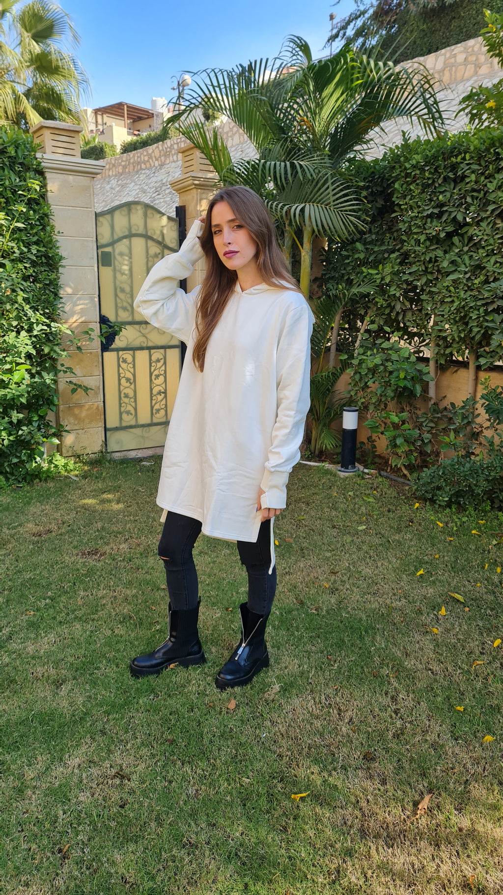 Off-white midi Hoodie dress