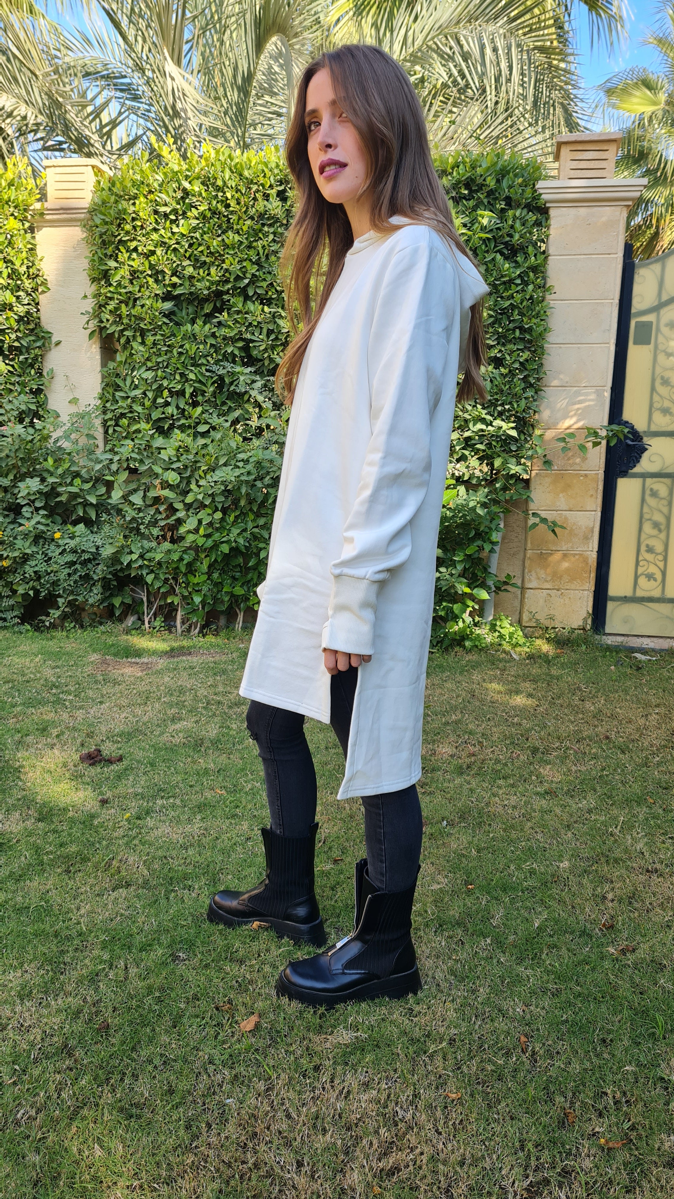 Off-white midi Hoodie dress