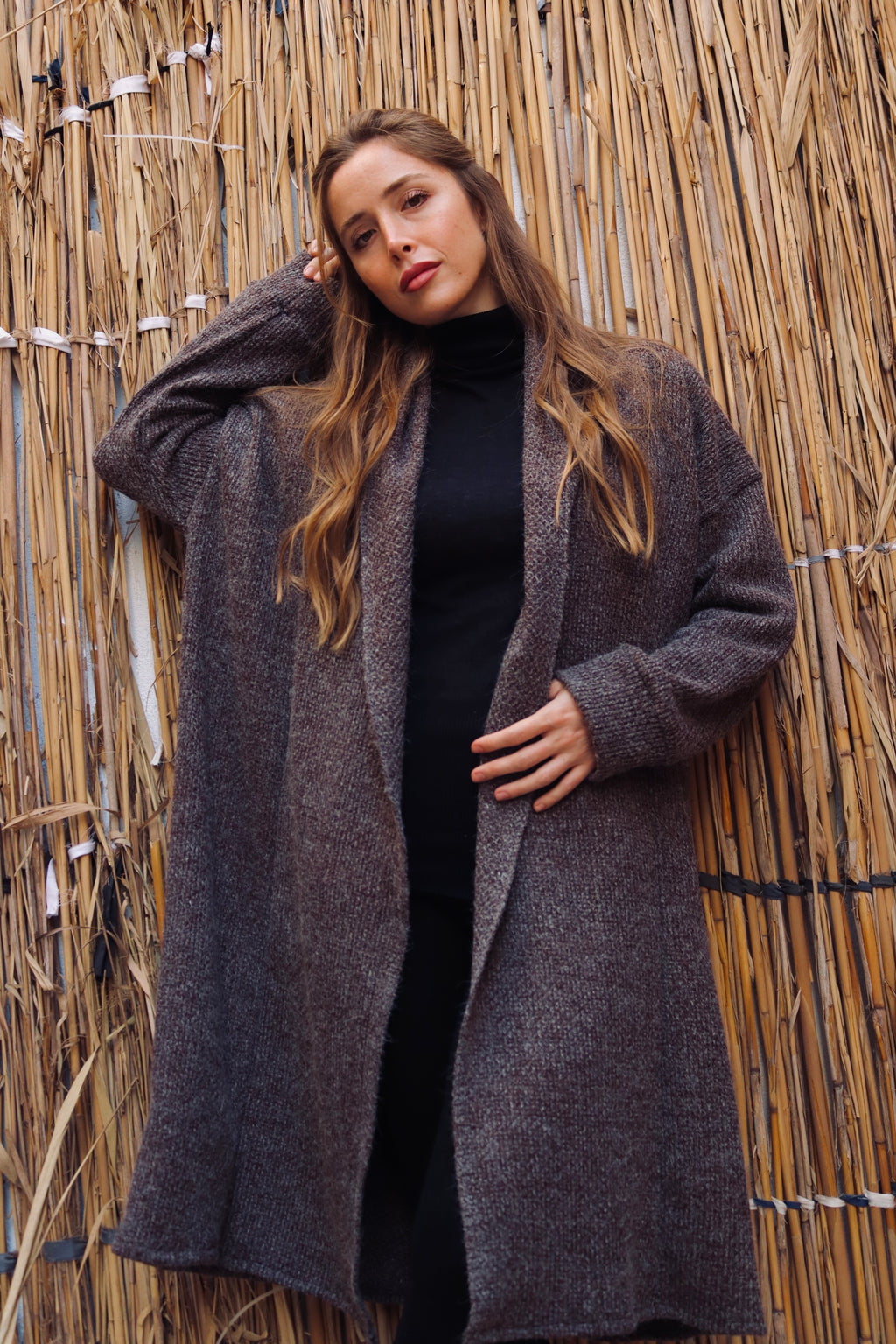 Grey melange Long wool Cardigan