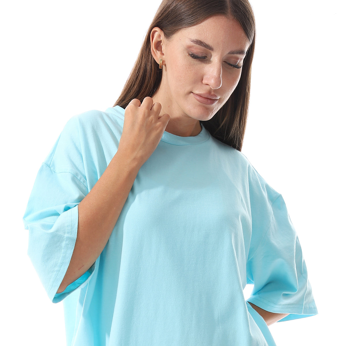 Oversized short sleeves shirt dress