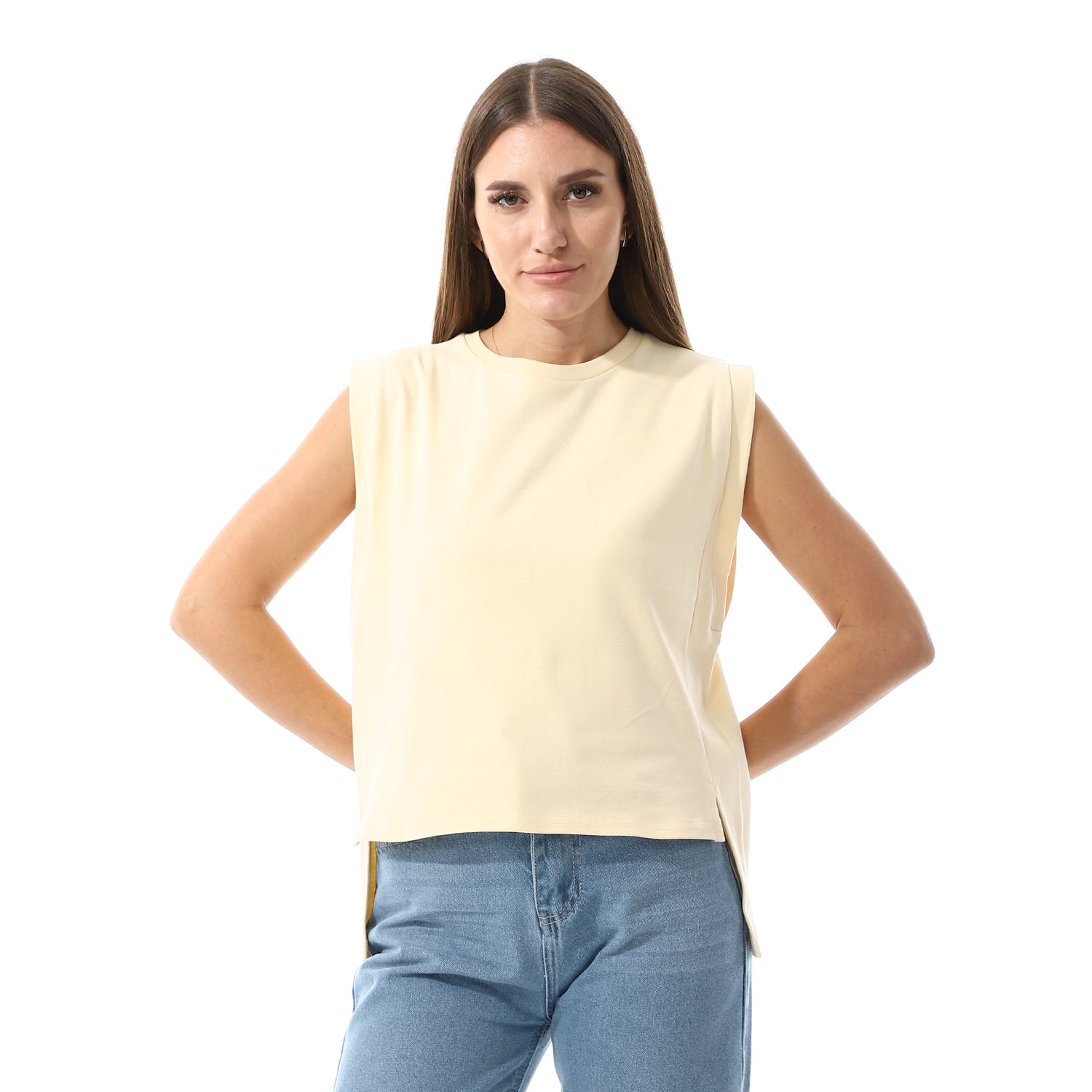 Apple Green Sleeveless Rib shirt