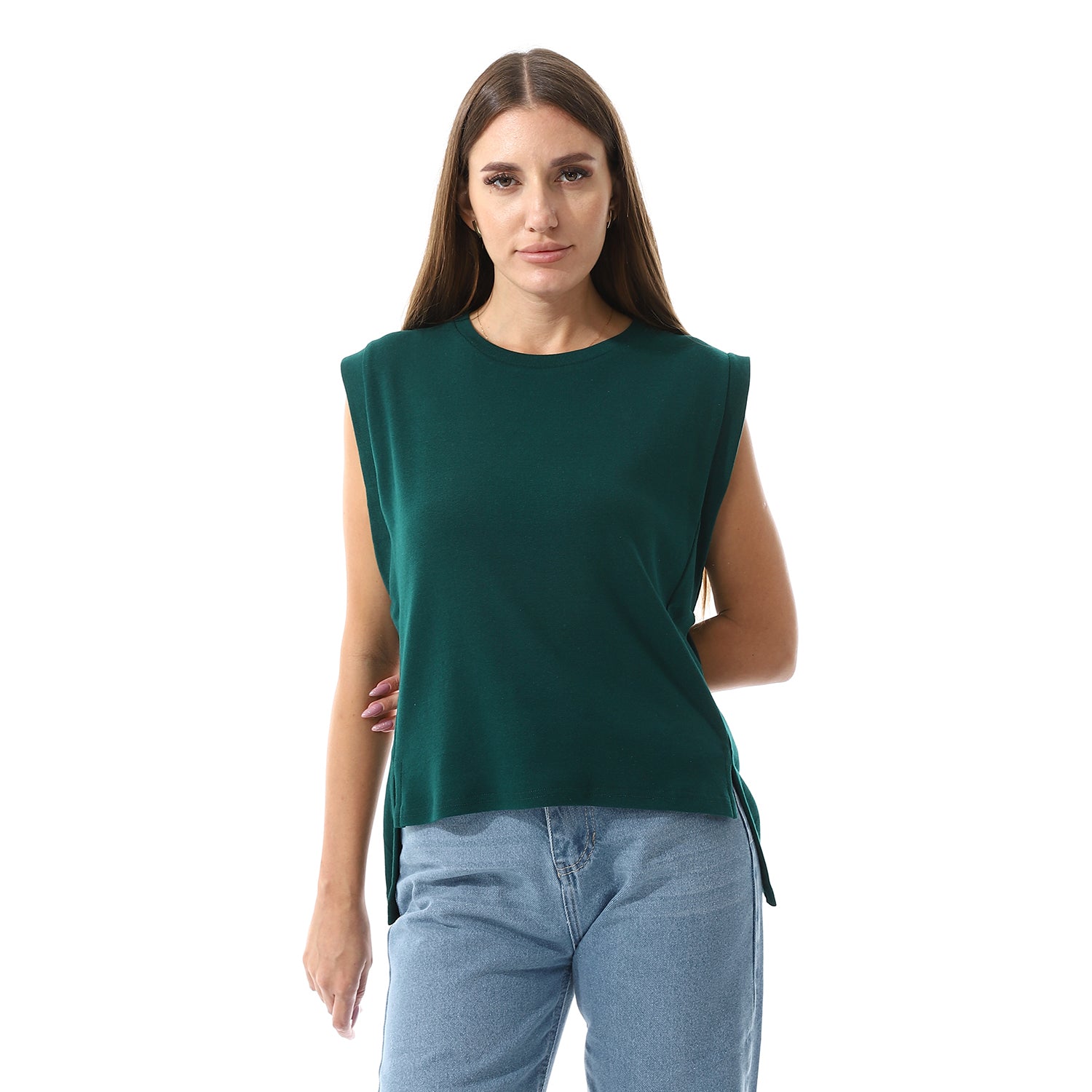 Apple Green Sleeveless Rib shirt