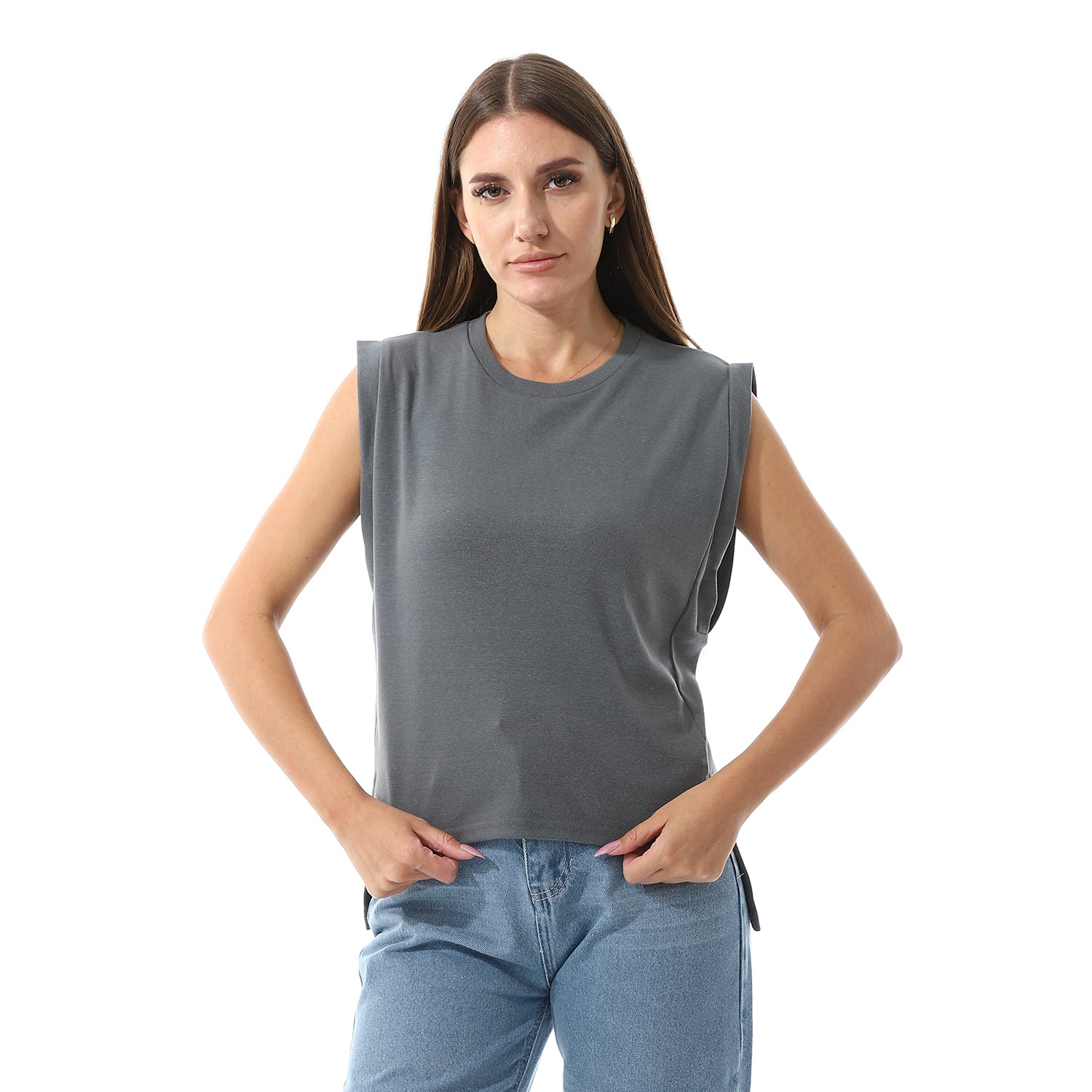 Apple Green Sleeveless Rib shirt