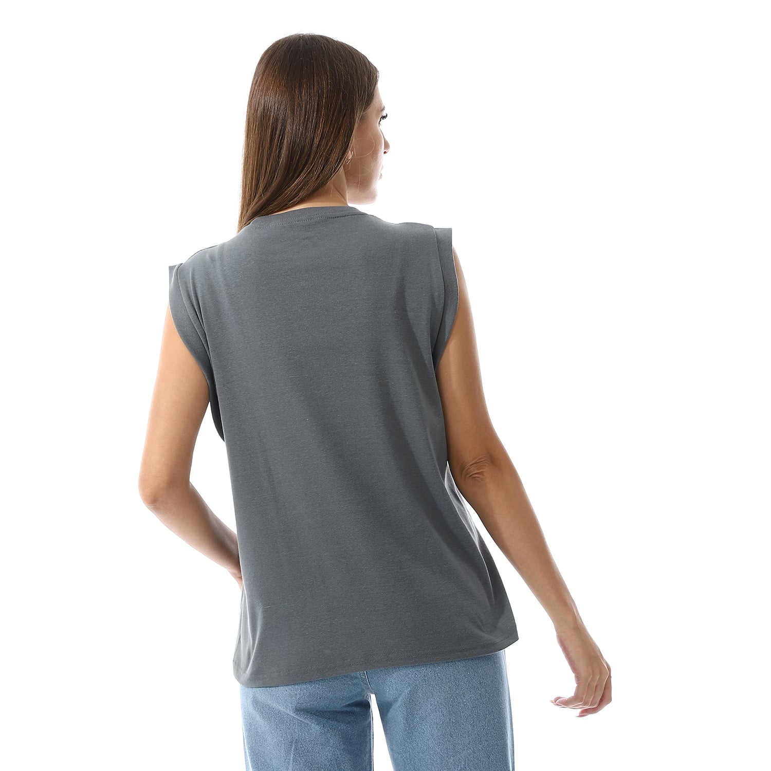 Grey Sleeveless Rib shirt