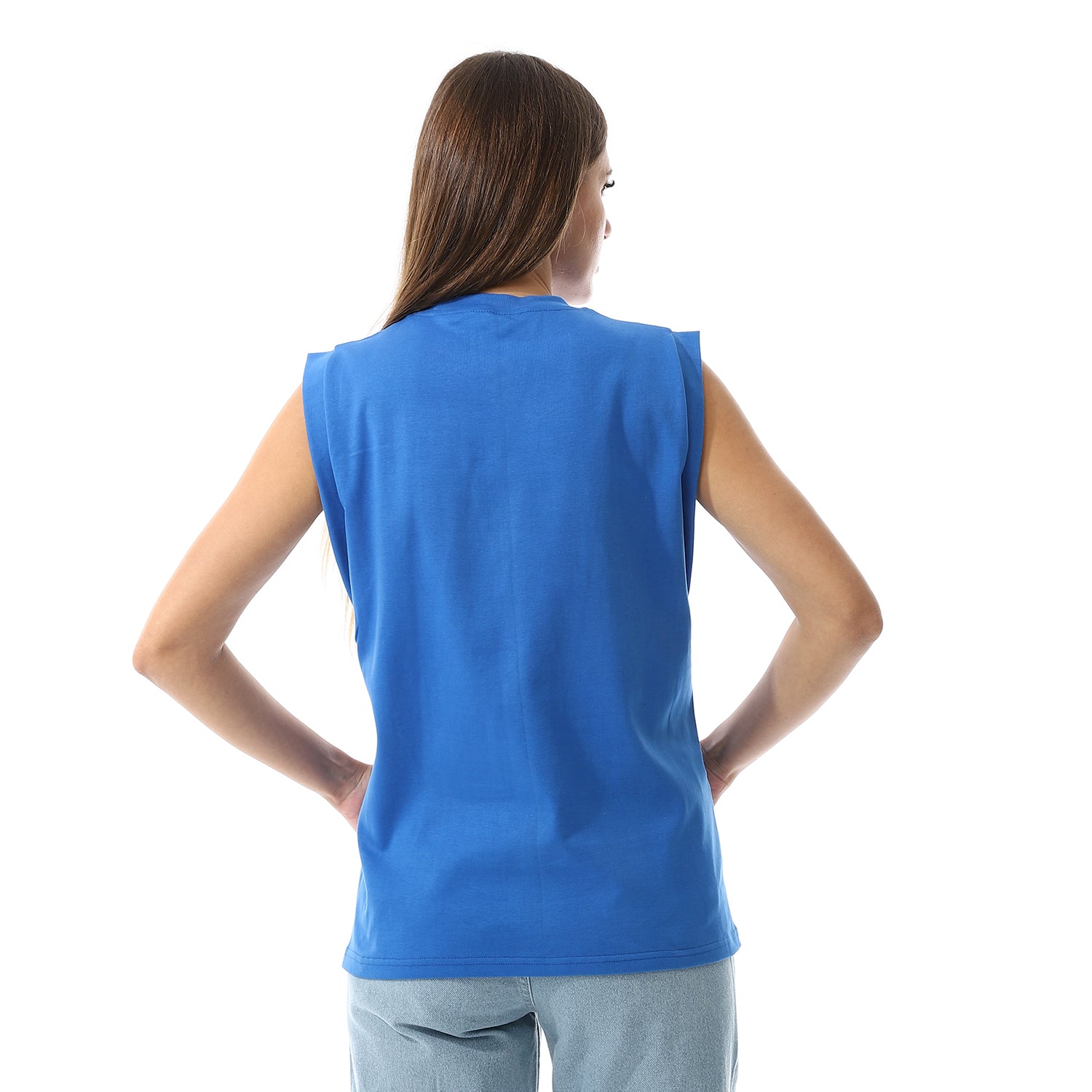 Blue Sleeveless Rib shirt