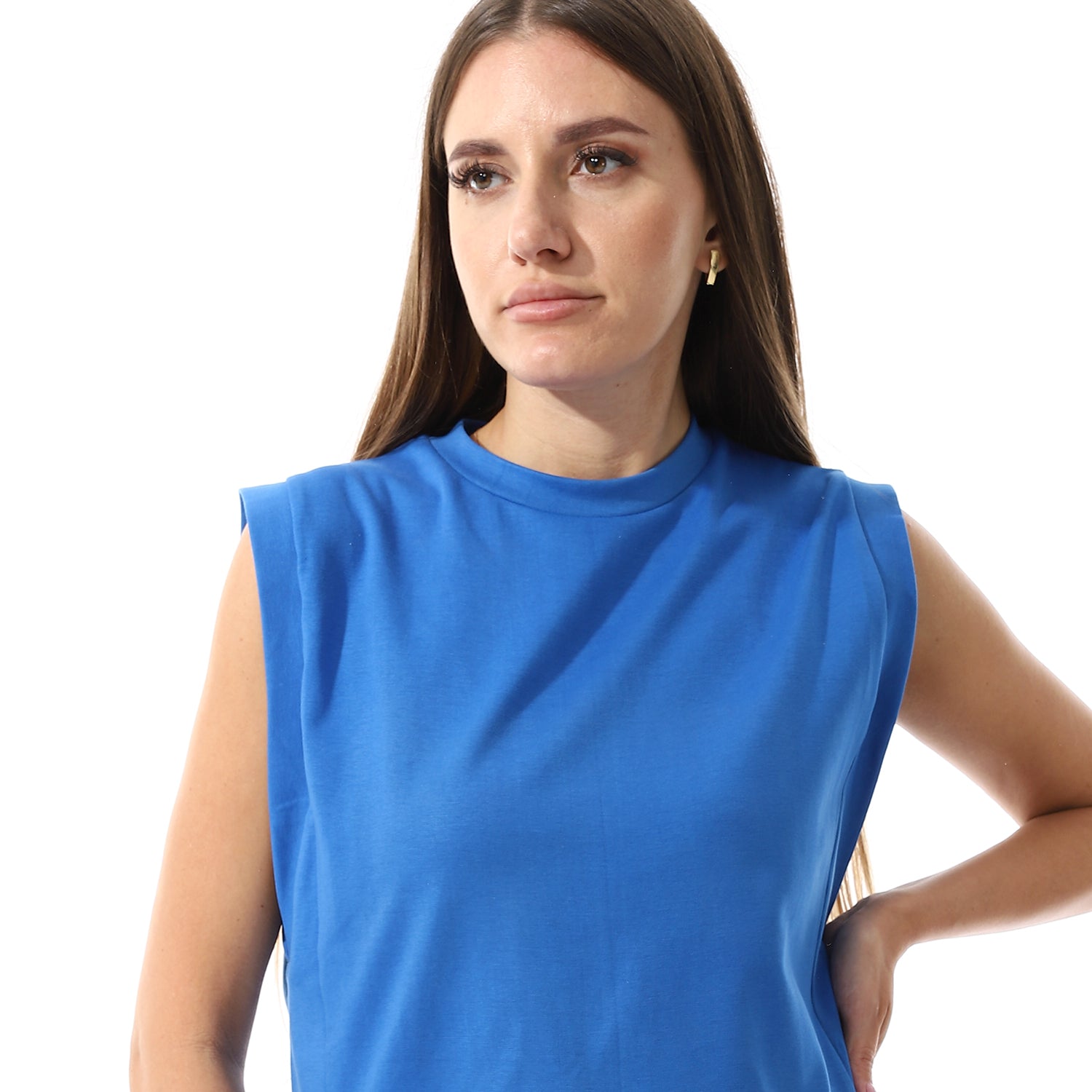 Blue Sleeveless Rib shirt