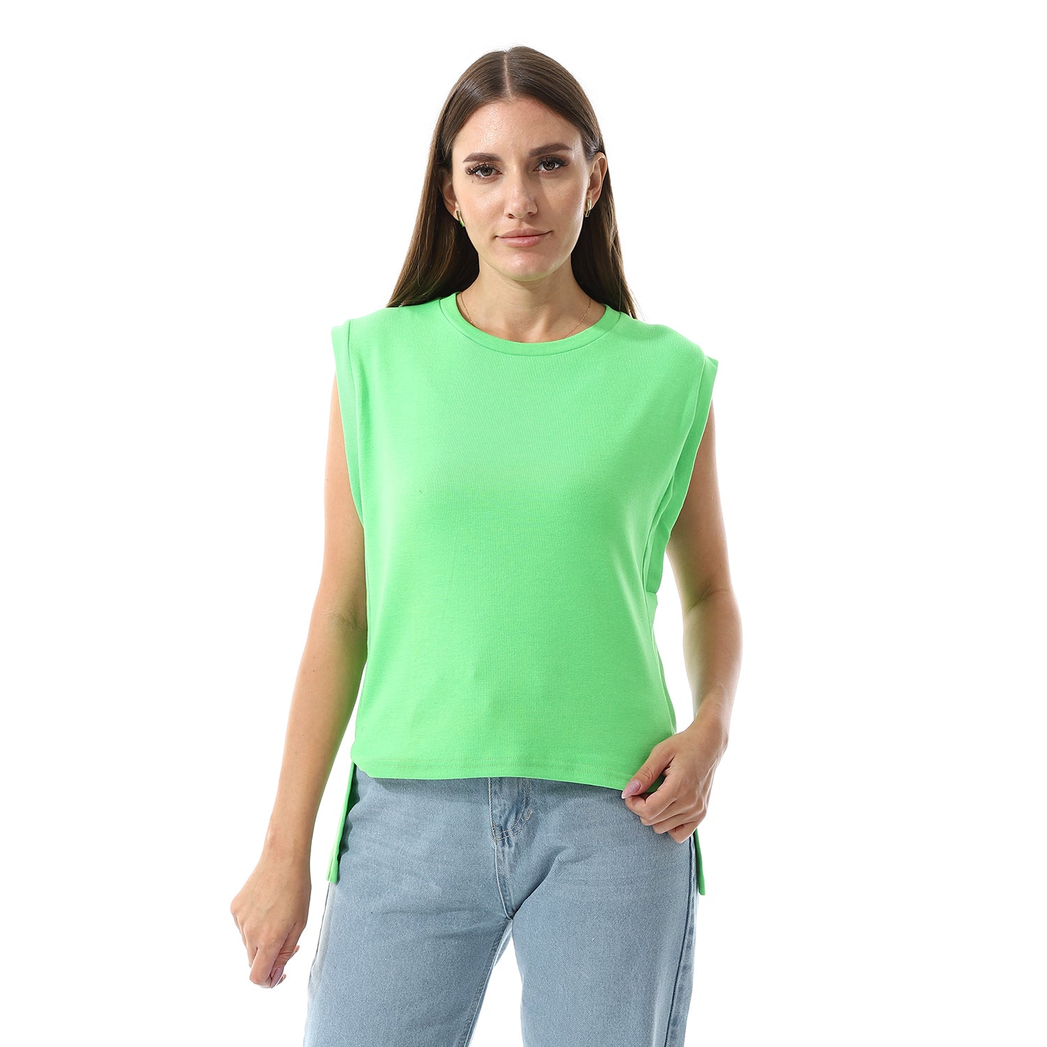 Apple Green Sleeveless Rib shirt