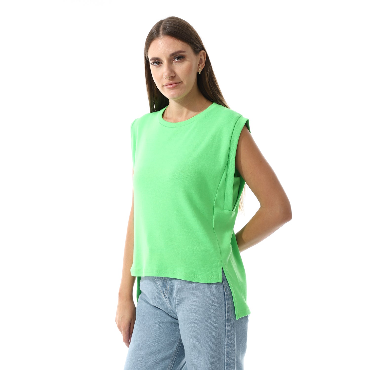 Apple Green Sleeveless Rib shirt