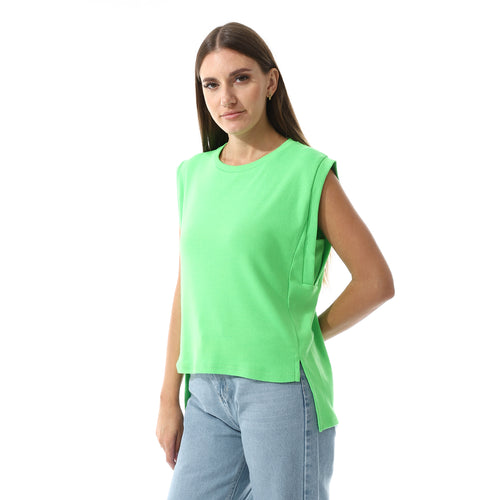 Apple Green Sleeveless Rib shirt