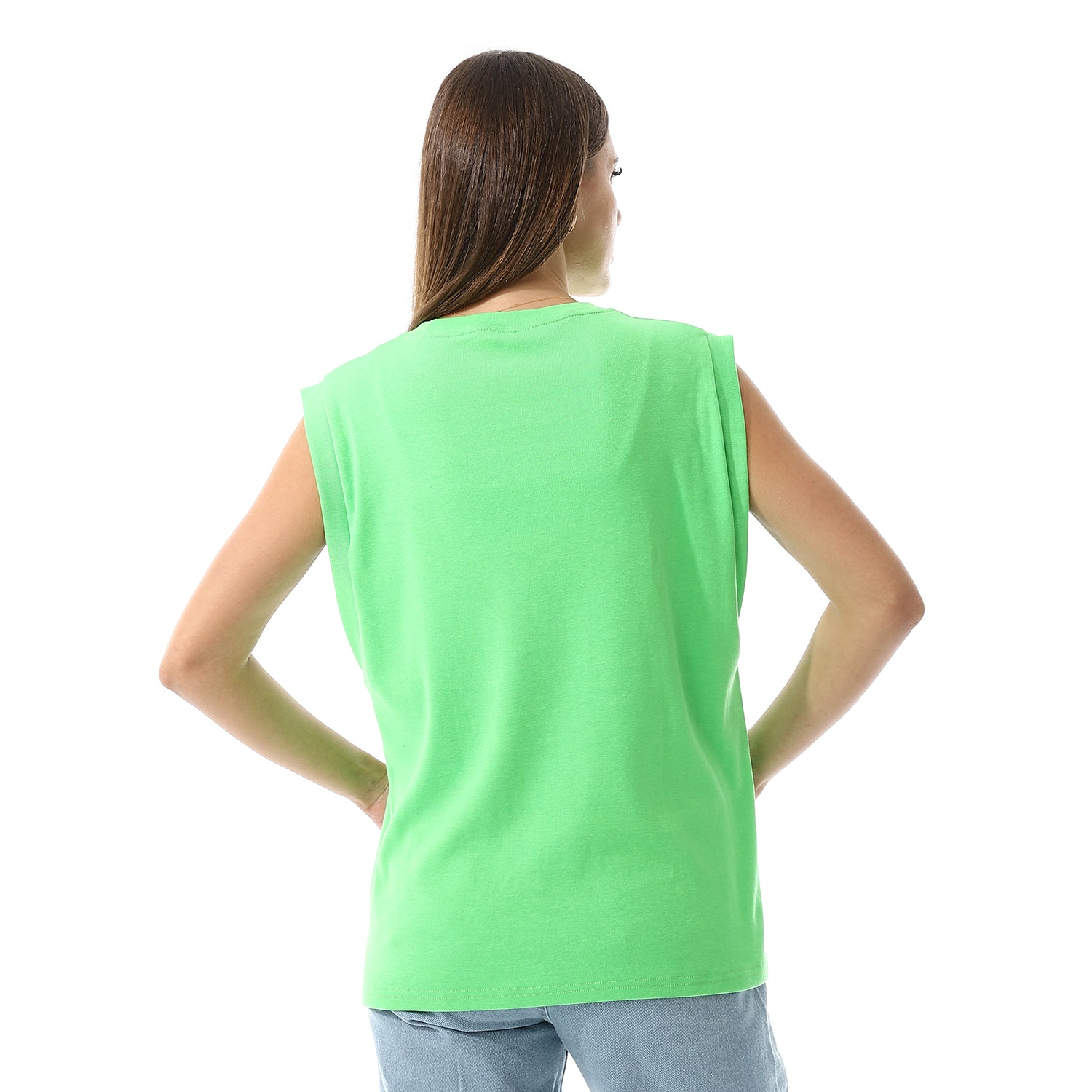 Apple Green Sleeveless Rib shirt