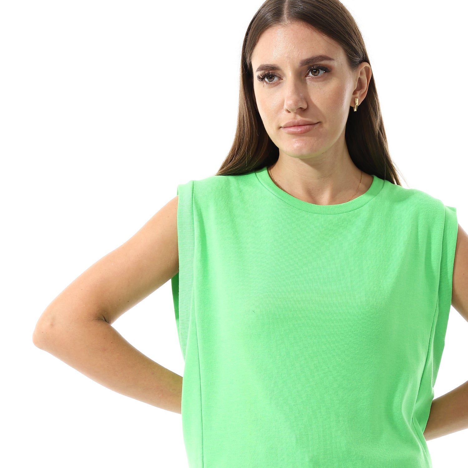 Apple Green Sleeveless Rib shirt