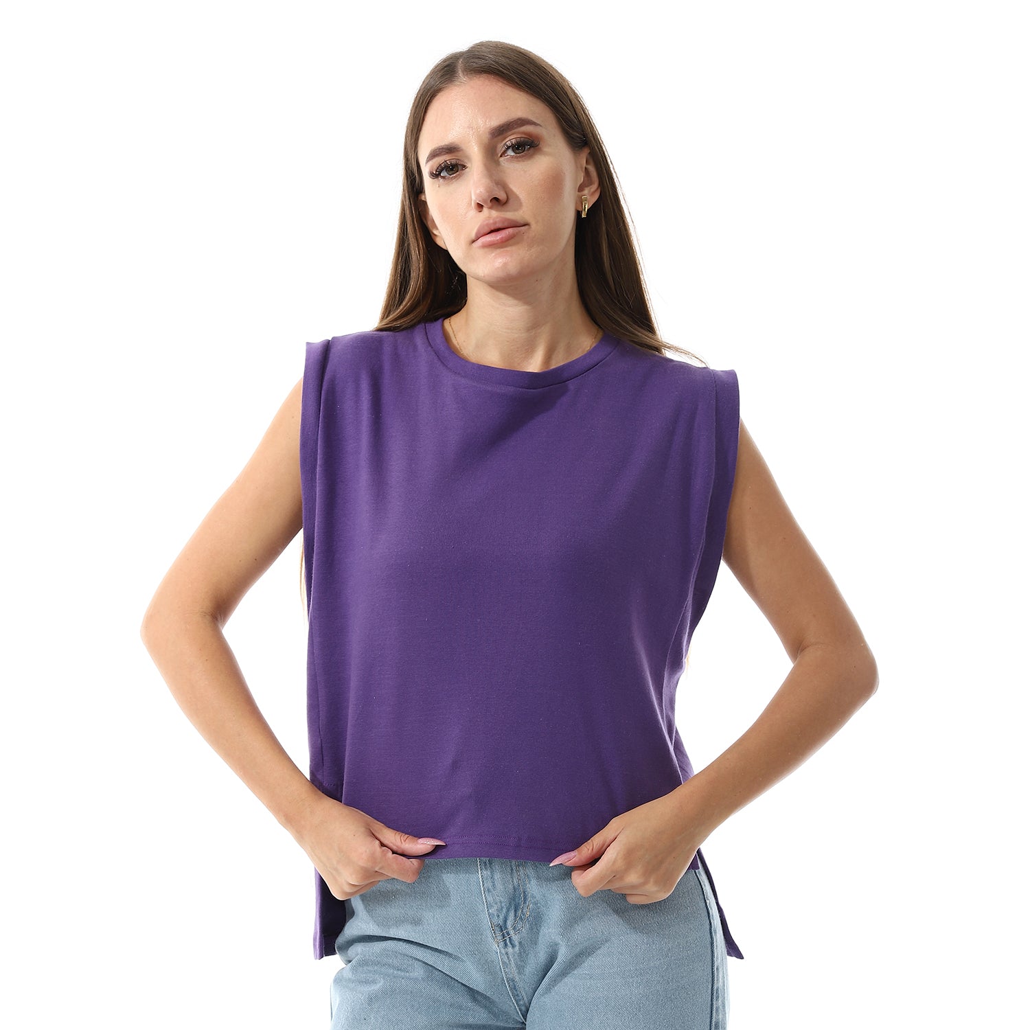 Purple Sleeveless Rib shirt