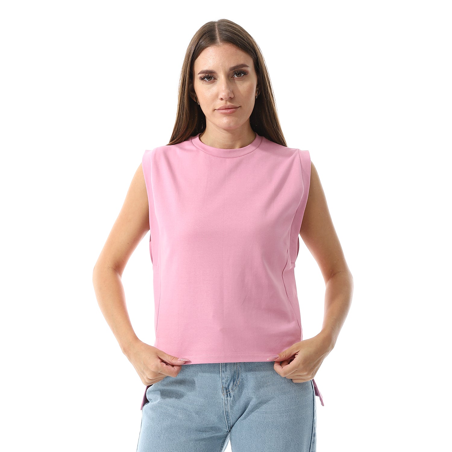 Apple Green Sleeveless Rib shirt