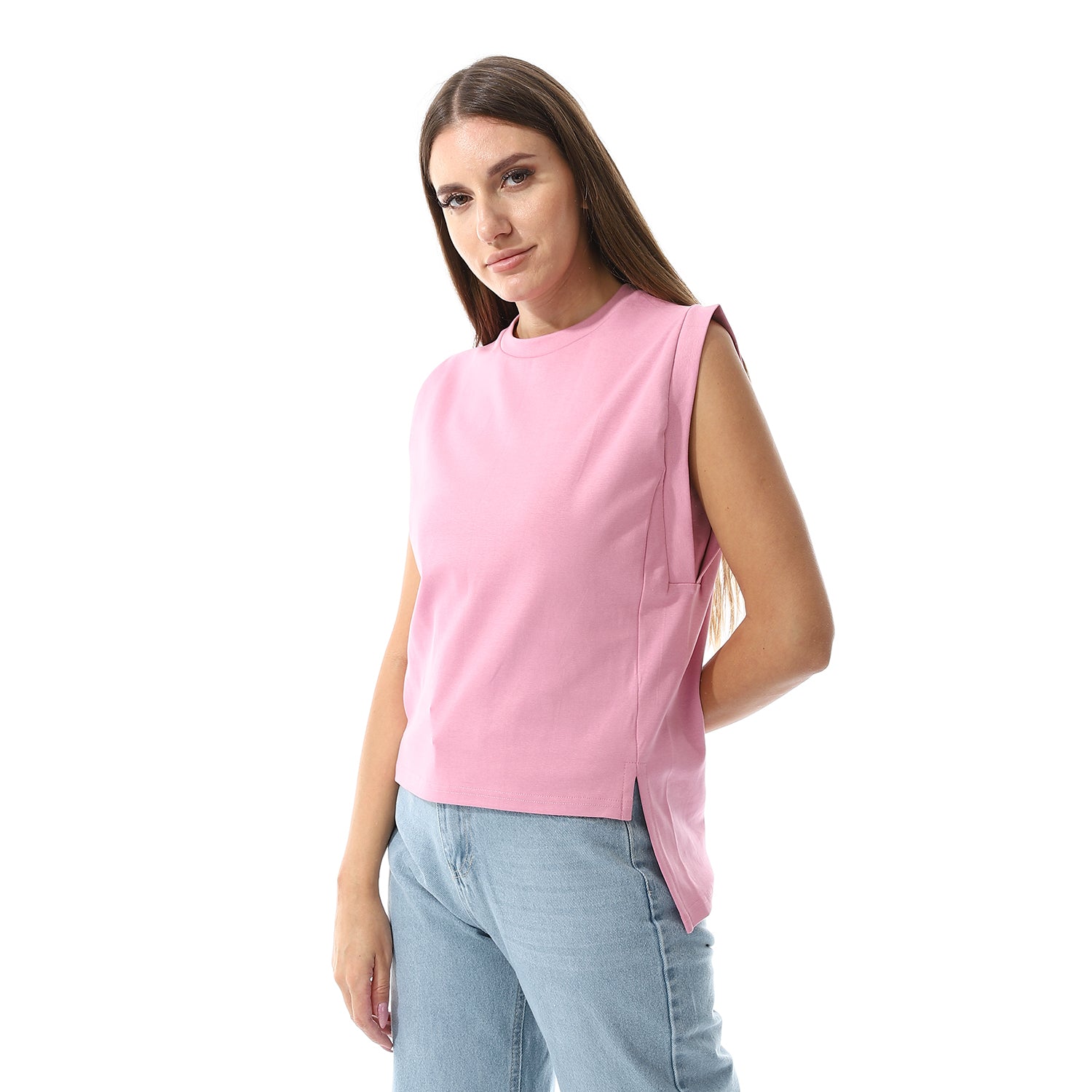 Pink Sleeveless Rib shirt