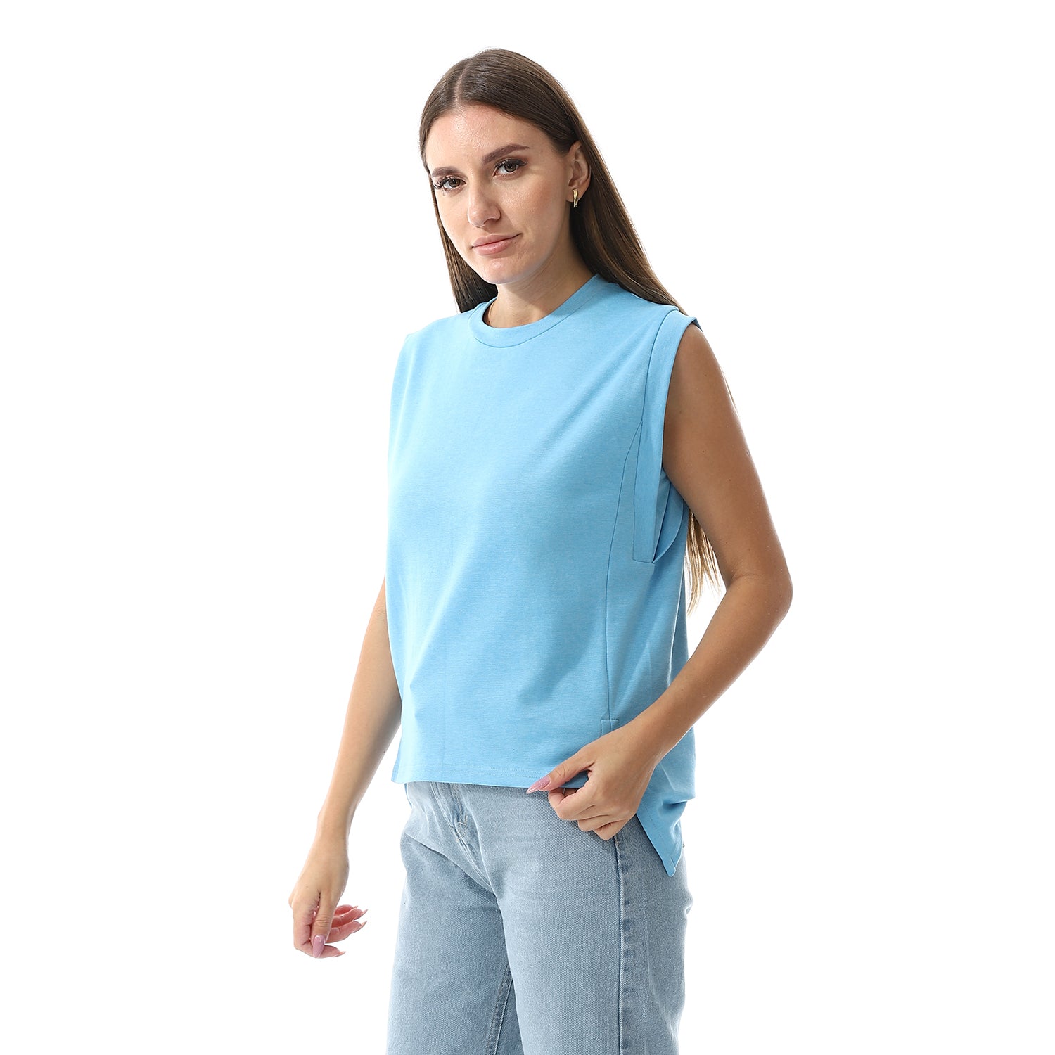 Baby Blue Sleeveless Rib shirt