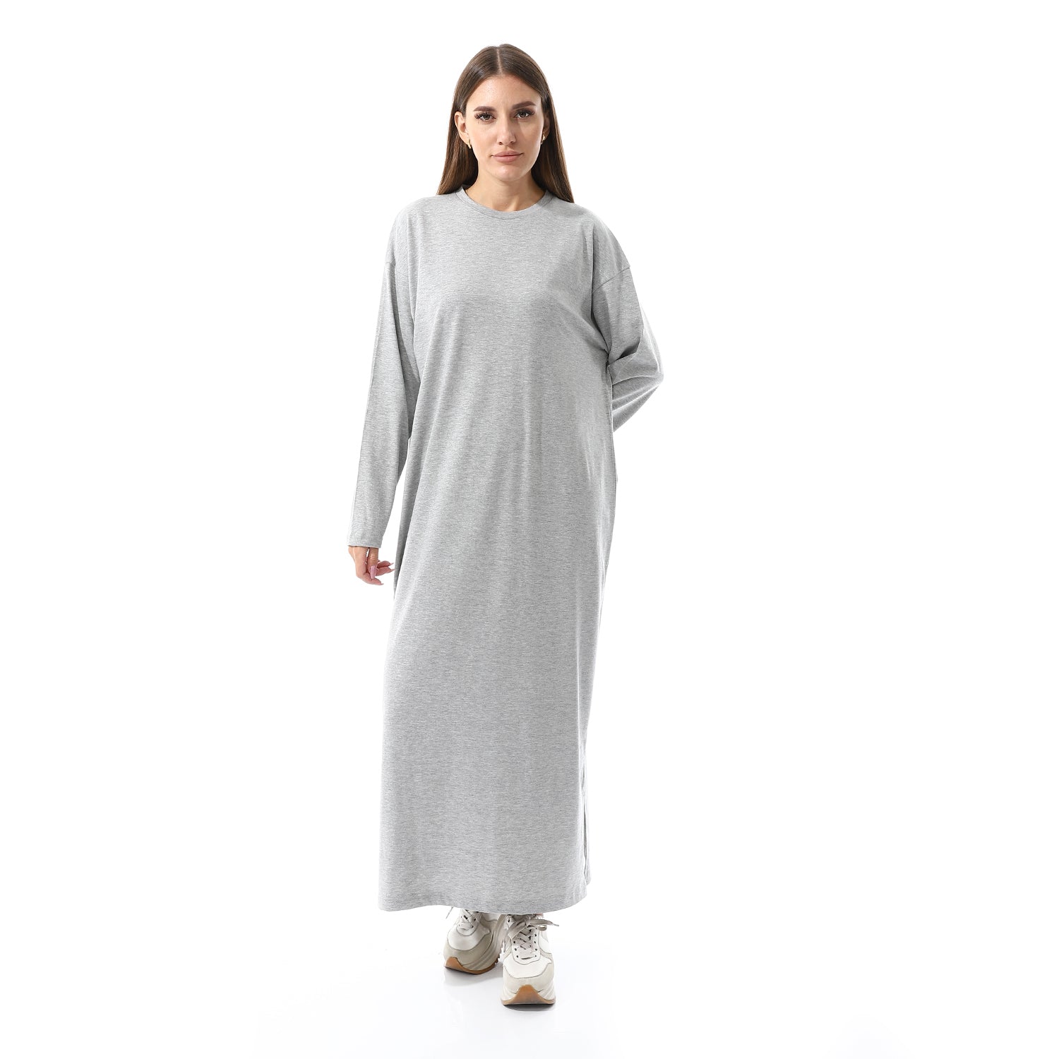 Khaki Oversized Long sleeve shirt dress