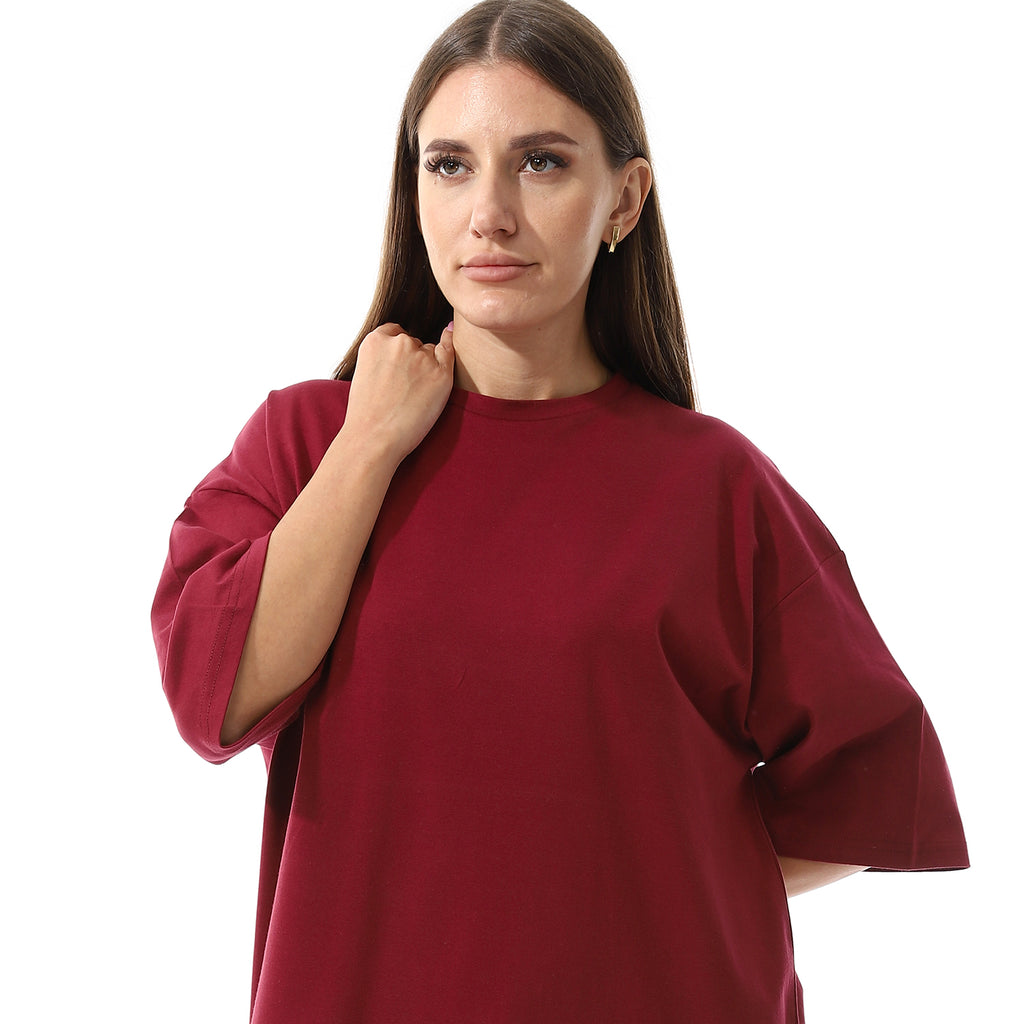 Oversized short sleeves shirt dress