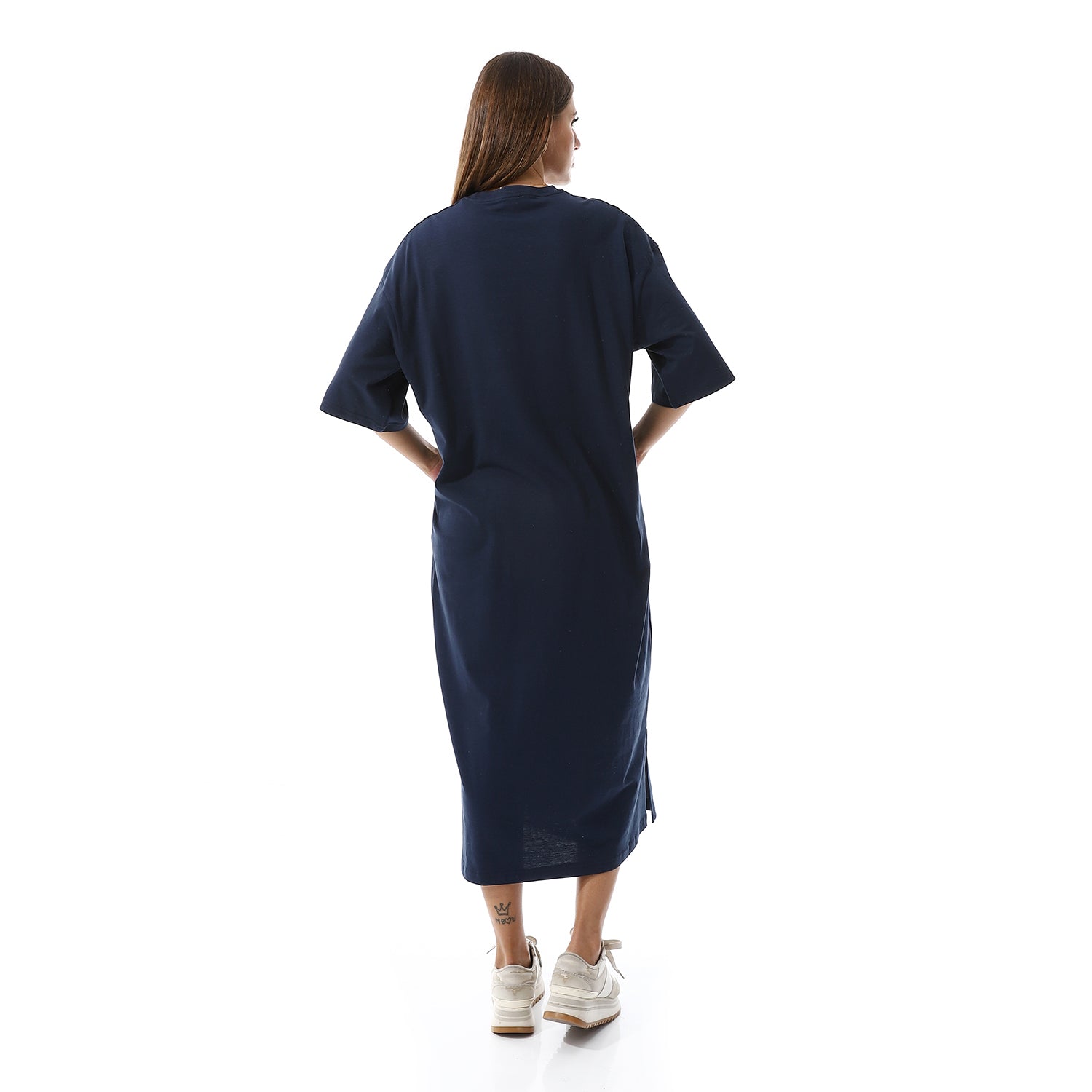 Navy Oversized short sleeves shirt dress