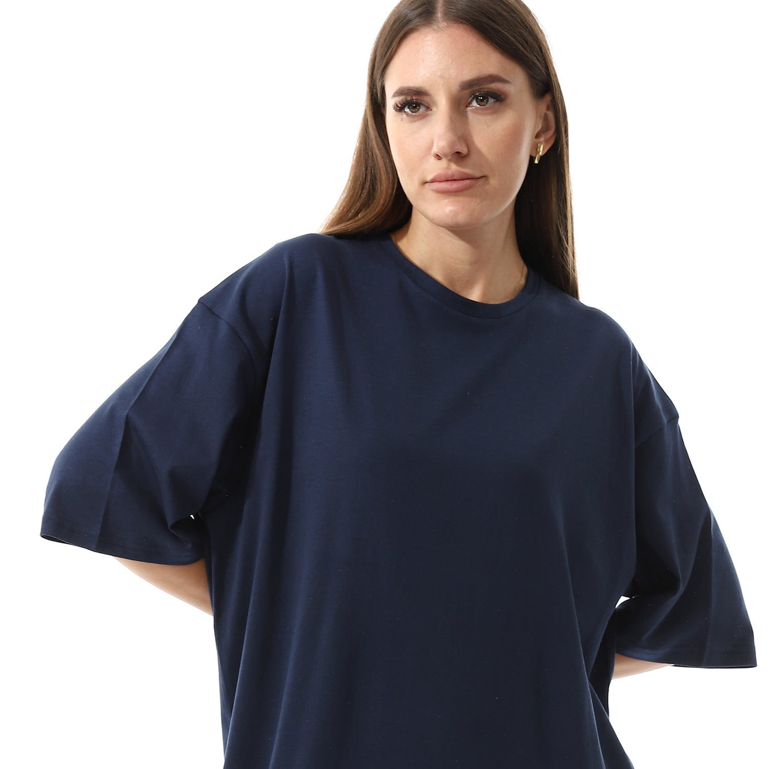 Navy Oversized short sleeves shirt dress