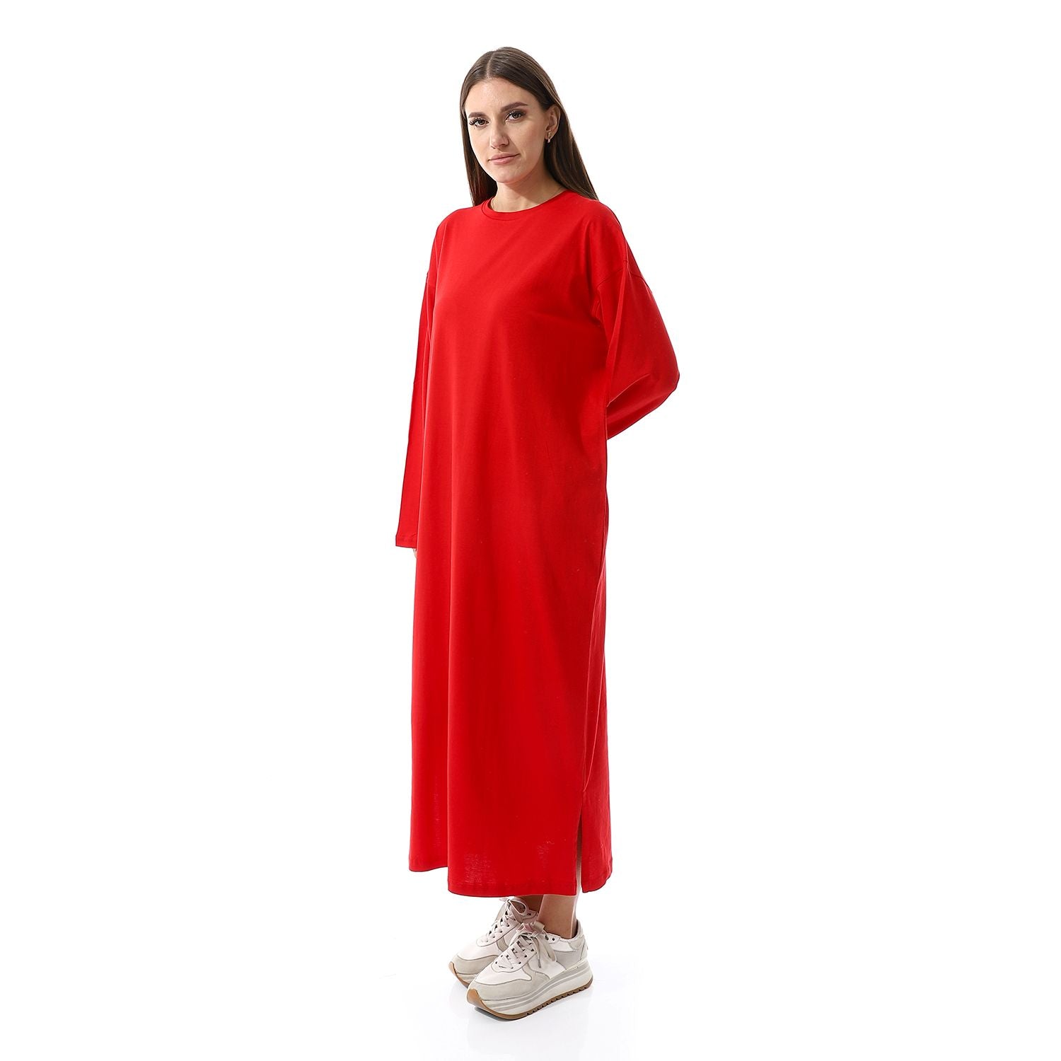 Khaki Oversized Long sleeve shirt dress