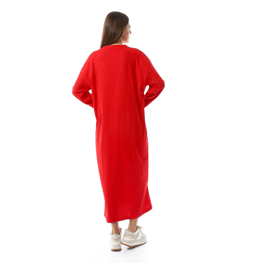 Orange Oversized Long sleeve shirt dress