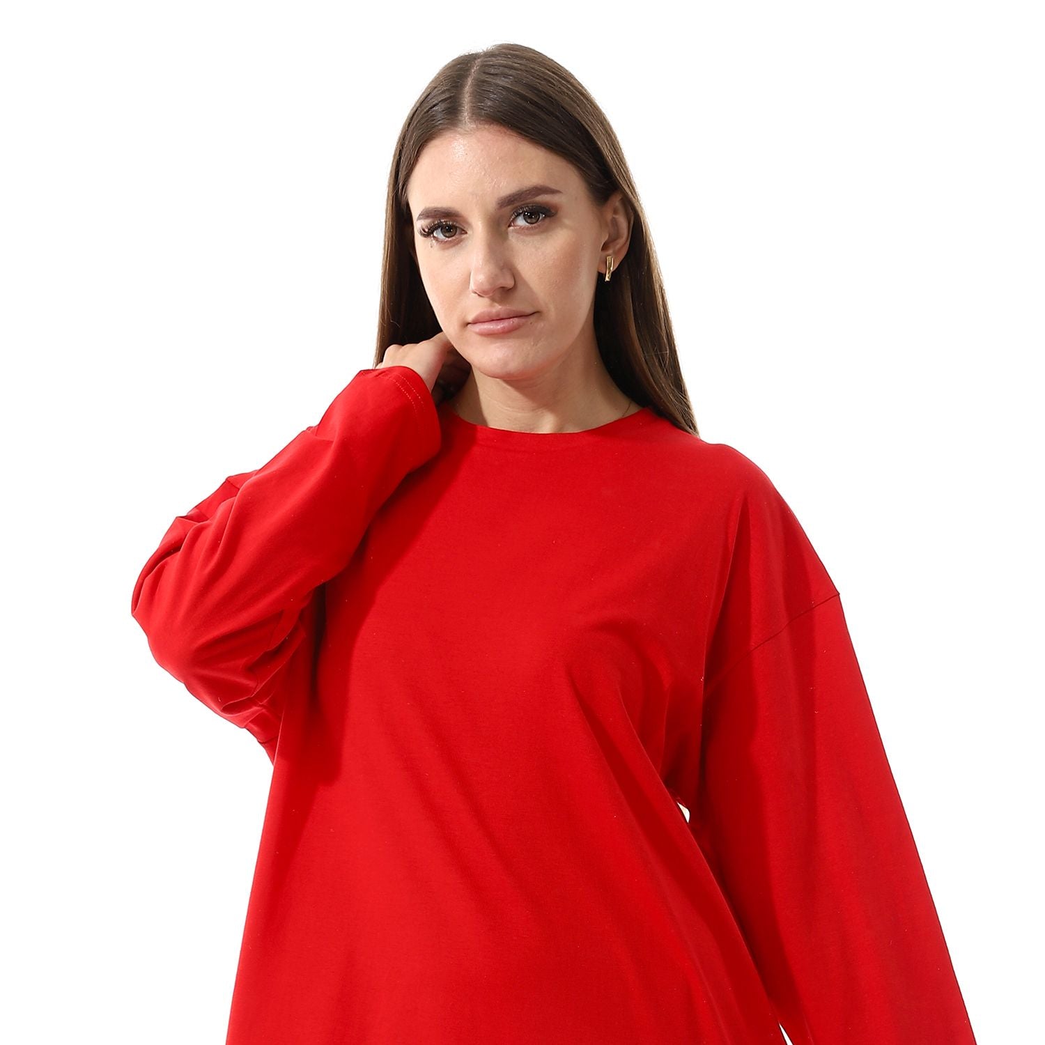 Khaki Oversized Long sleeve shirt dress