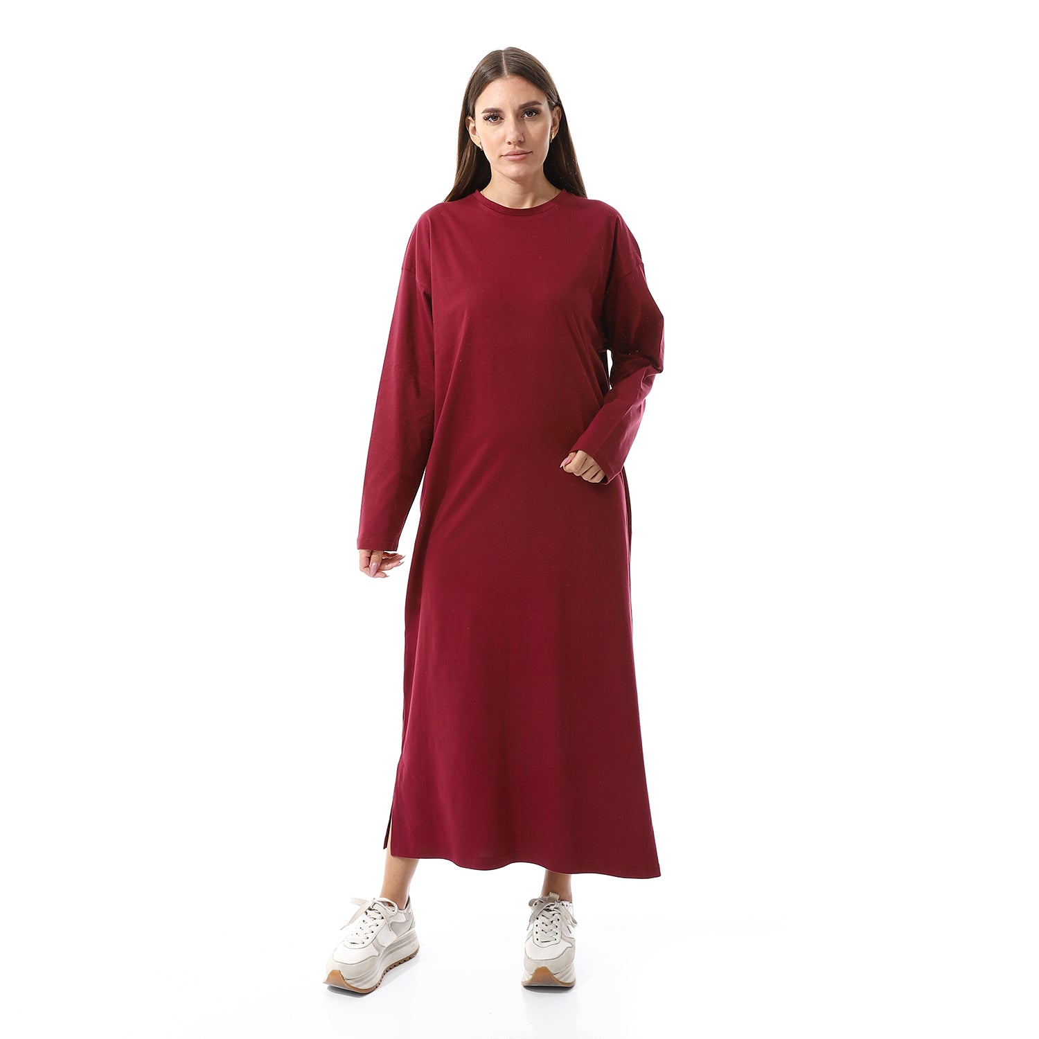 Khaki Oversized Long sleeve shirt dress