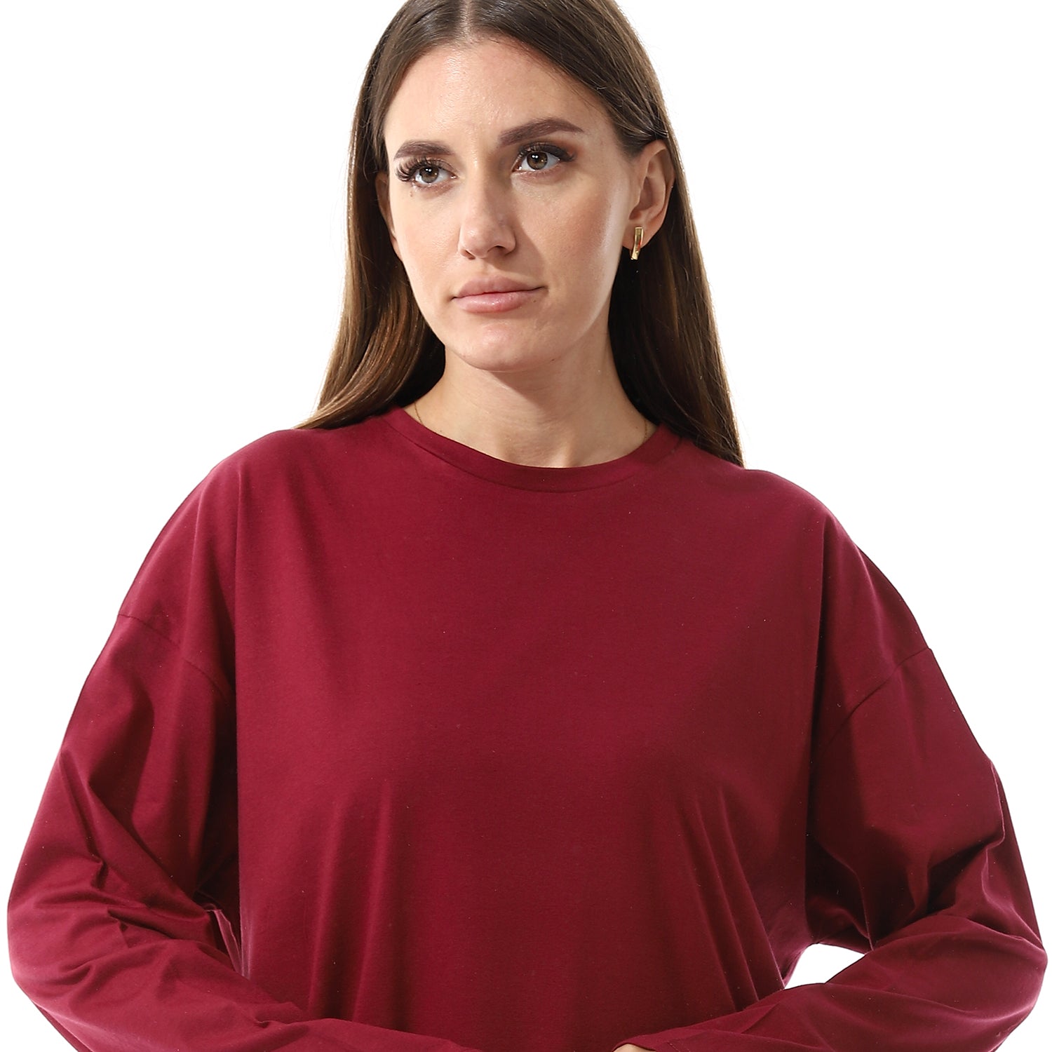 Burgandy Oversized Long sleeve shirt dress