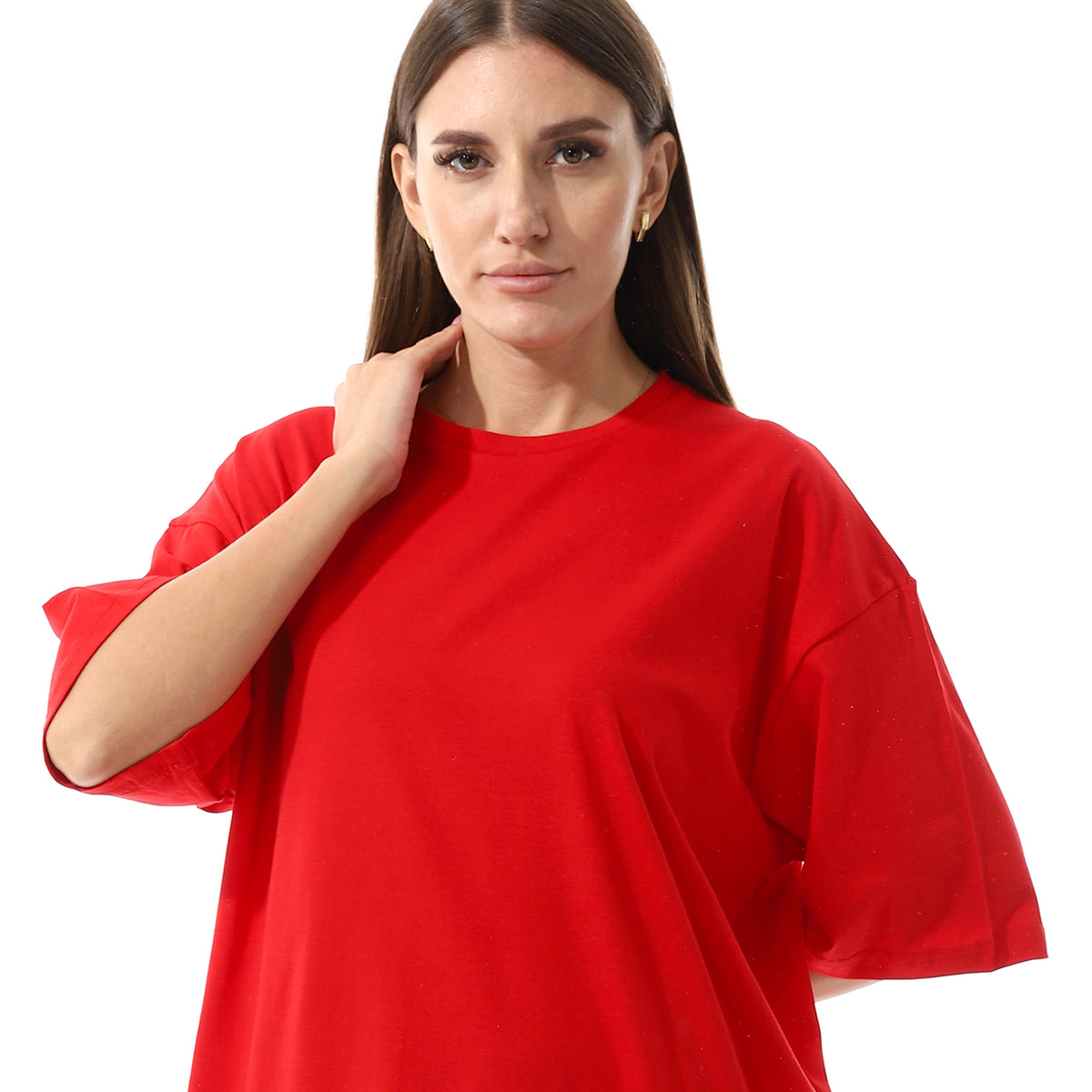 Oversized short sleeves shirt dress
