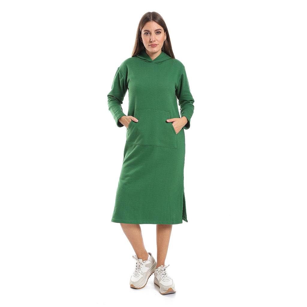Green midi Hoodie dress