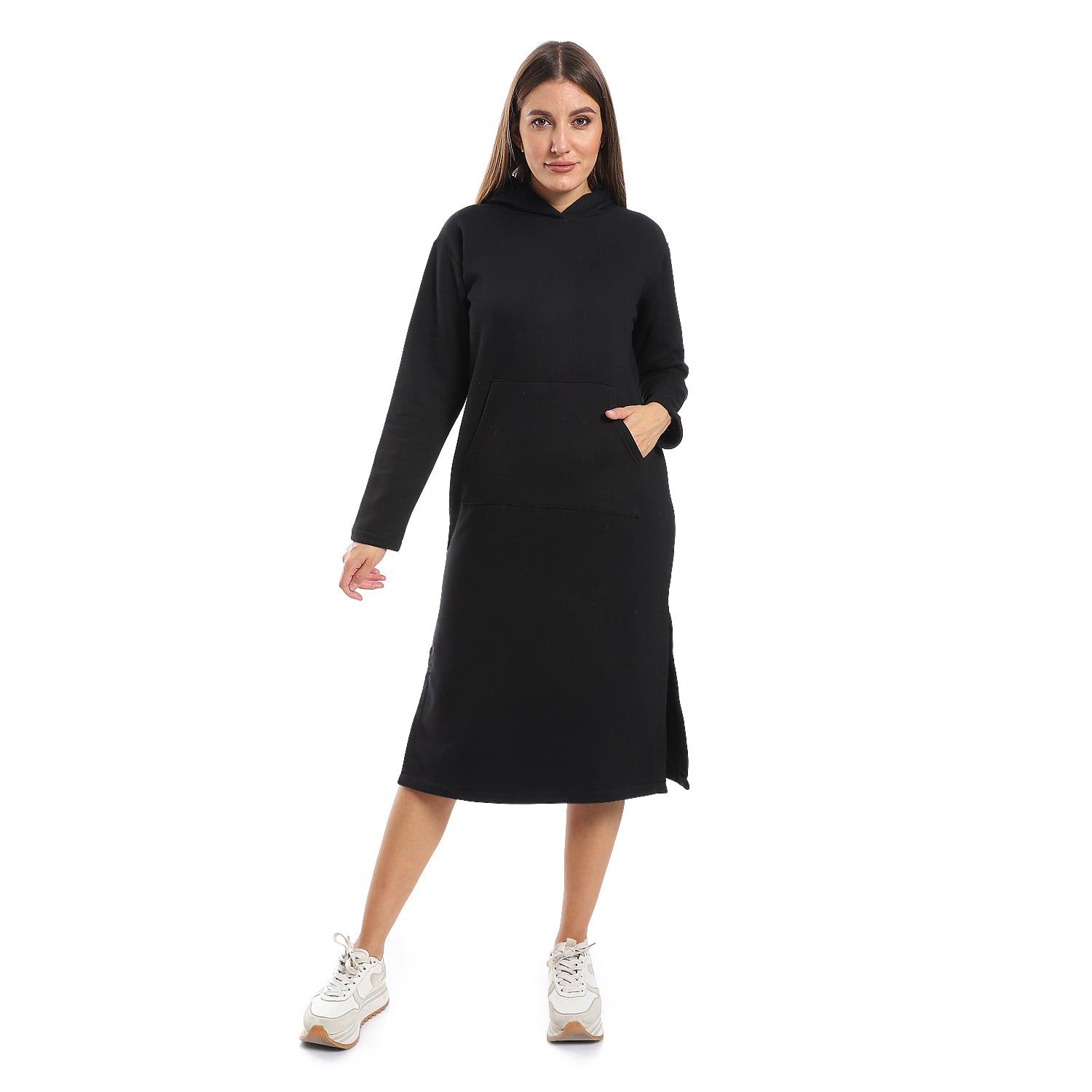 Green midi Hoodie dress