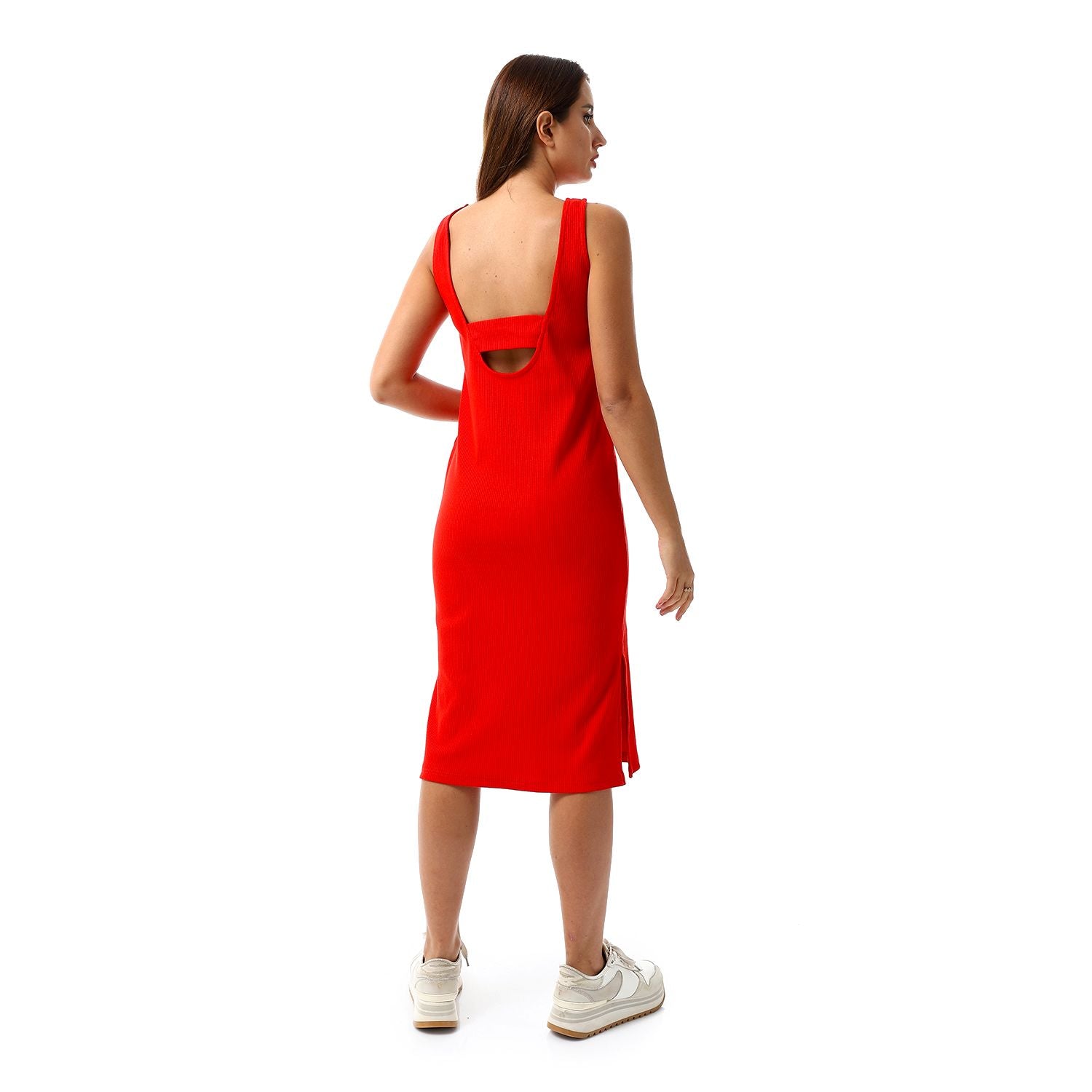 Red sleeveless Rib Dress