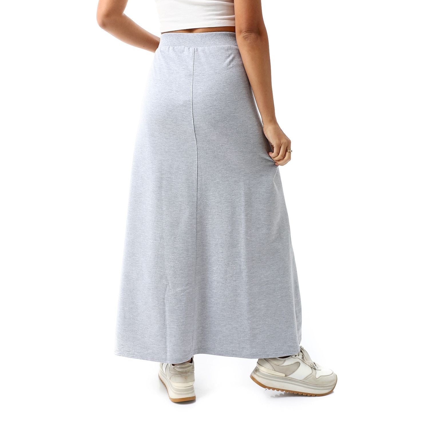 Grey Melange Maxi Skirt