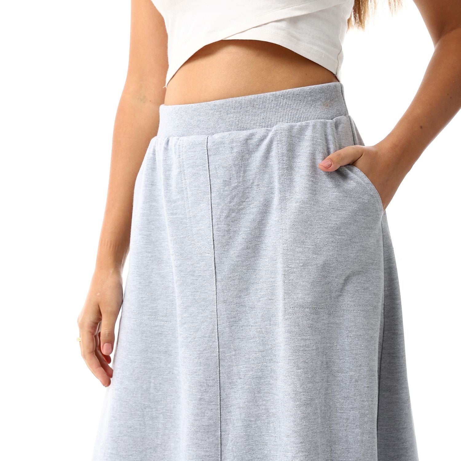 Grey Melange Maxi Skirt