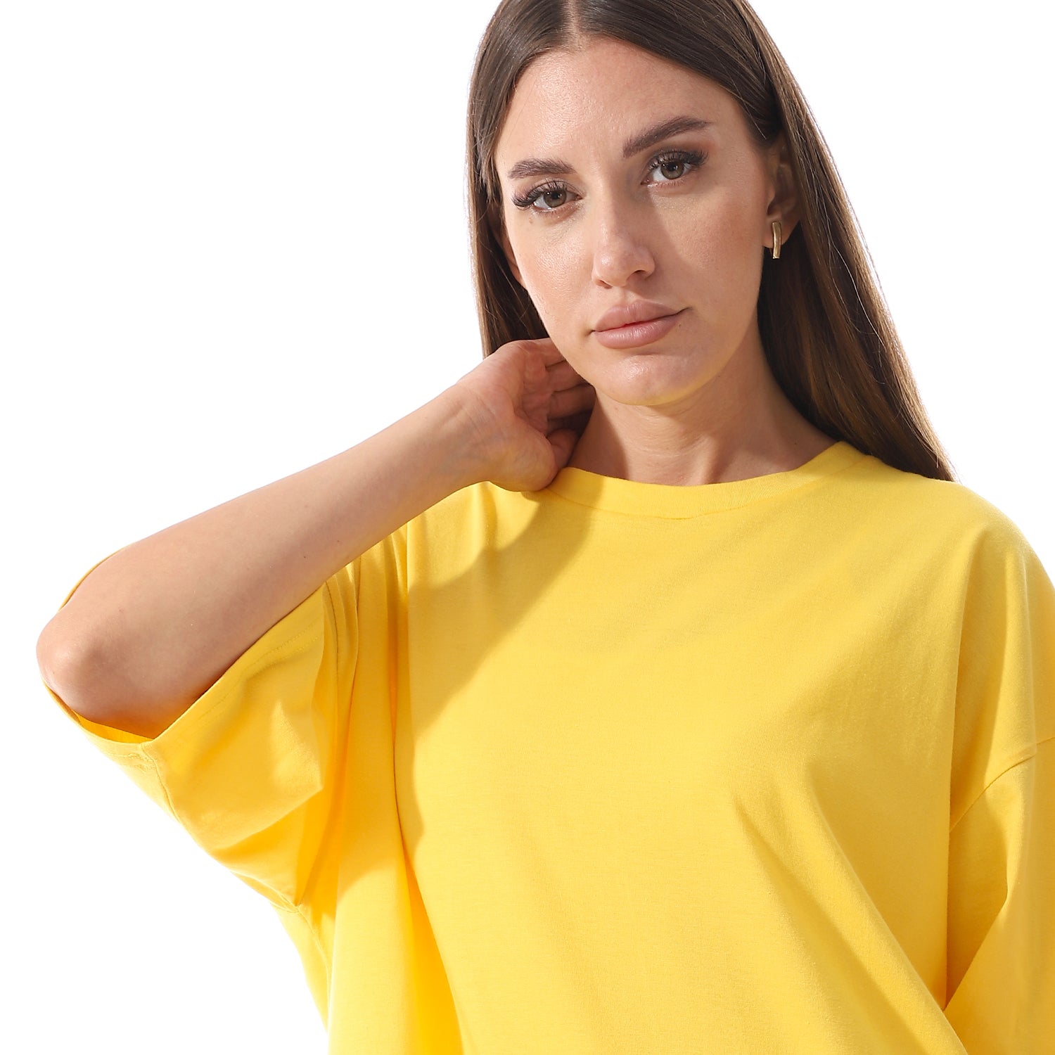 Yellow Oversized short sleeves shirt dress