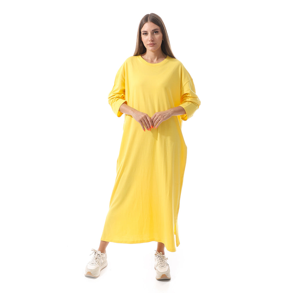 Yellow Oversized Long sleeve shirt dress